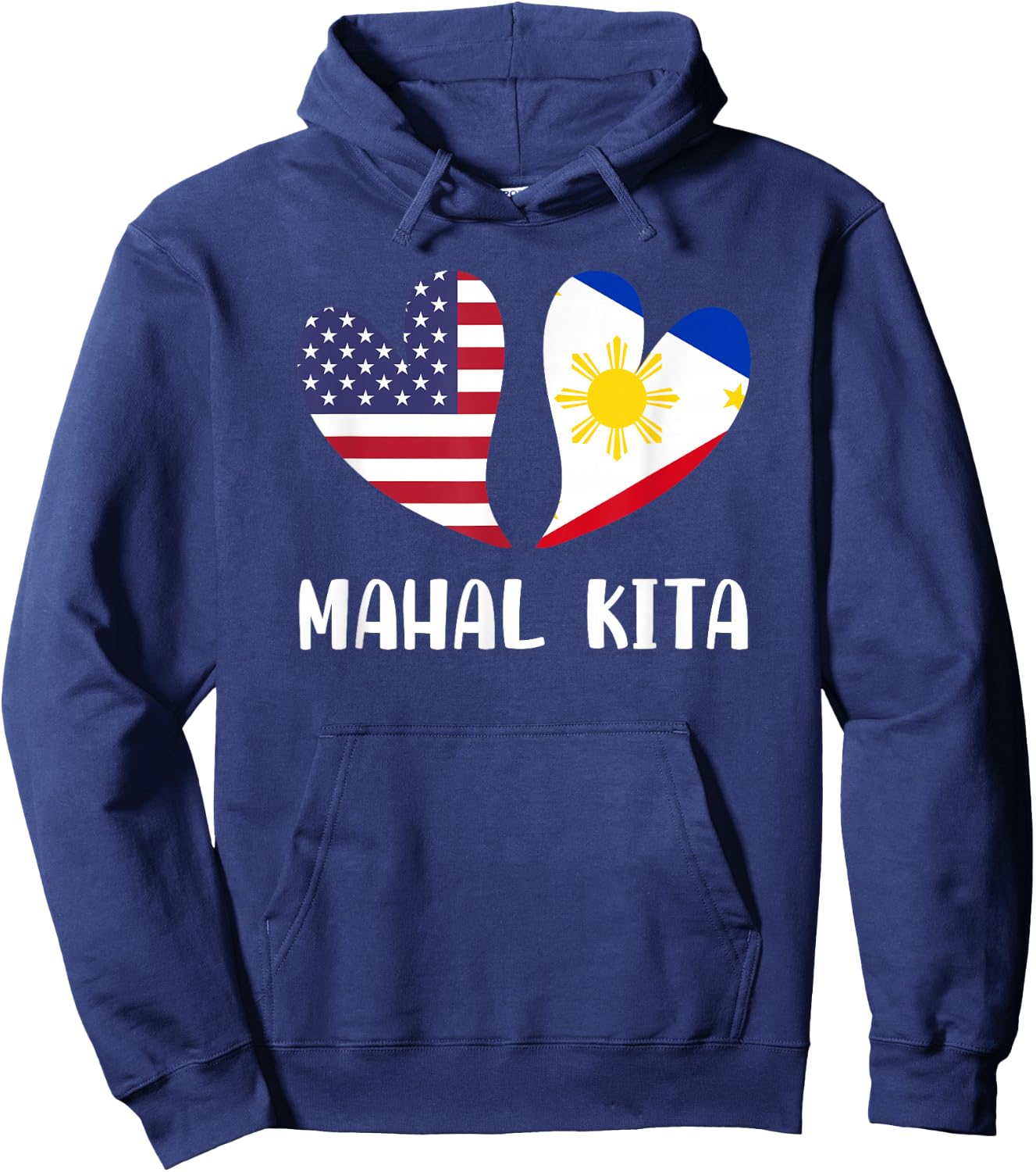 Mahal Kita Filipino American Lovers Pilipinas USA Small Hoodie - Hoodie | Navy