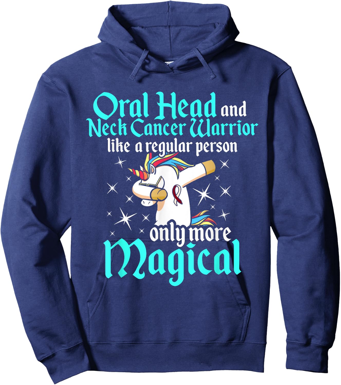 Oral Head Neck Cancer Survivor Unicorns Awareness Warrior Hoodie - Hoodie | Navy