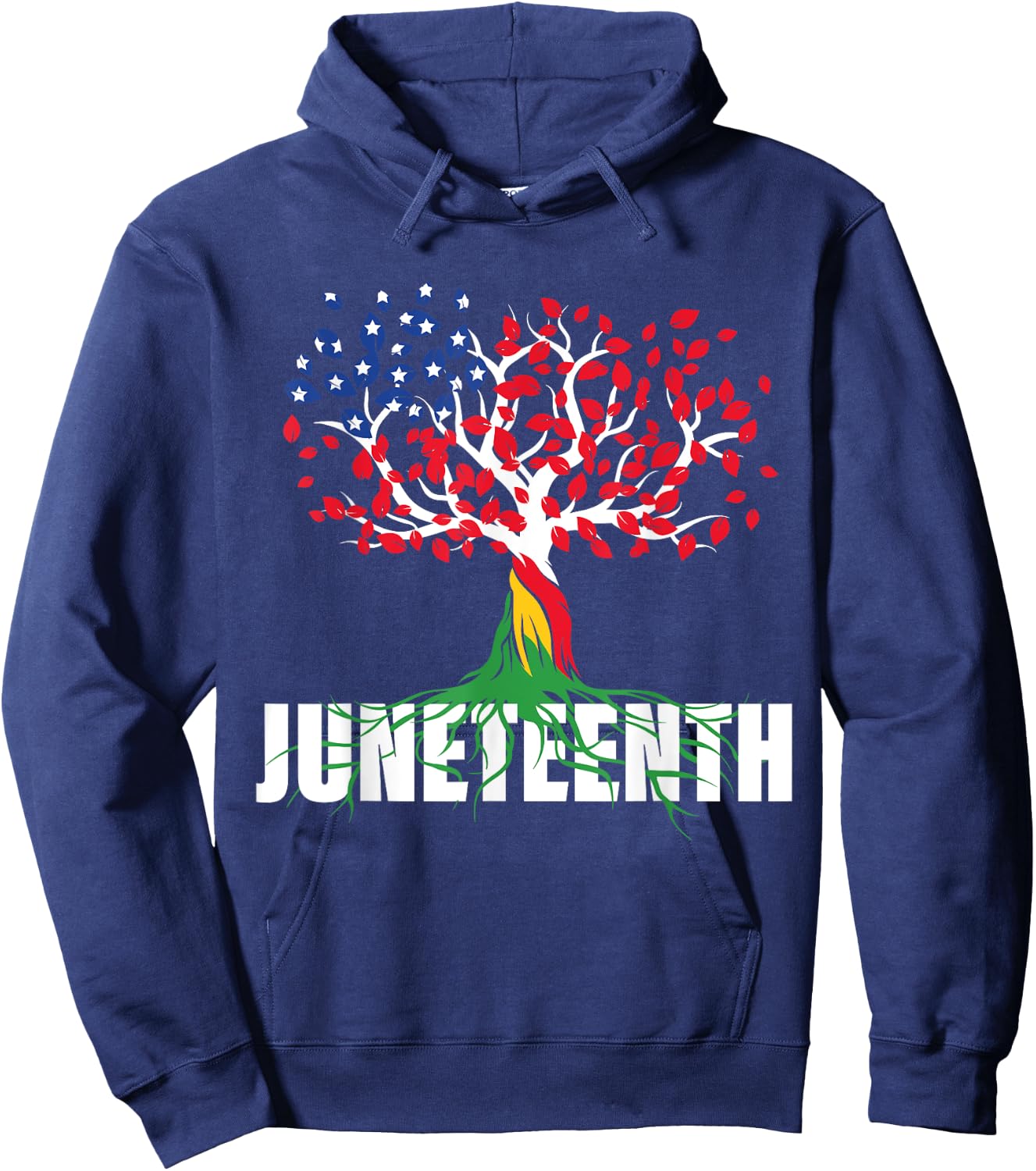 American Grown African Root Tree Juneteenth Black Freedom Hoodie - Hoodie | Navy