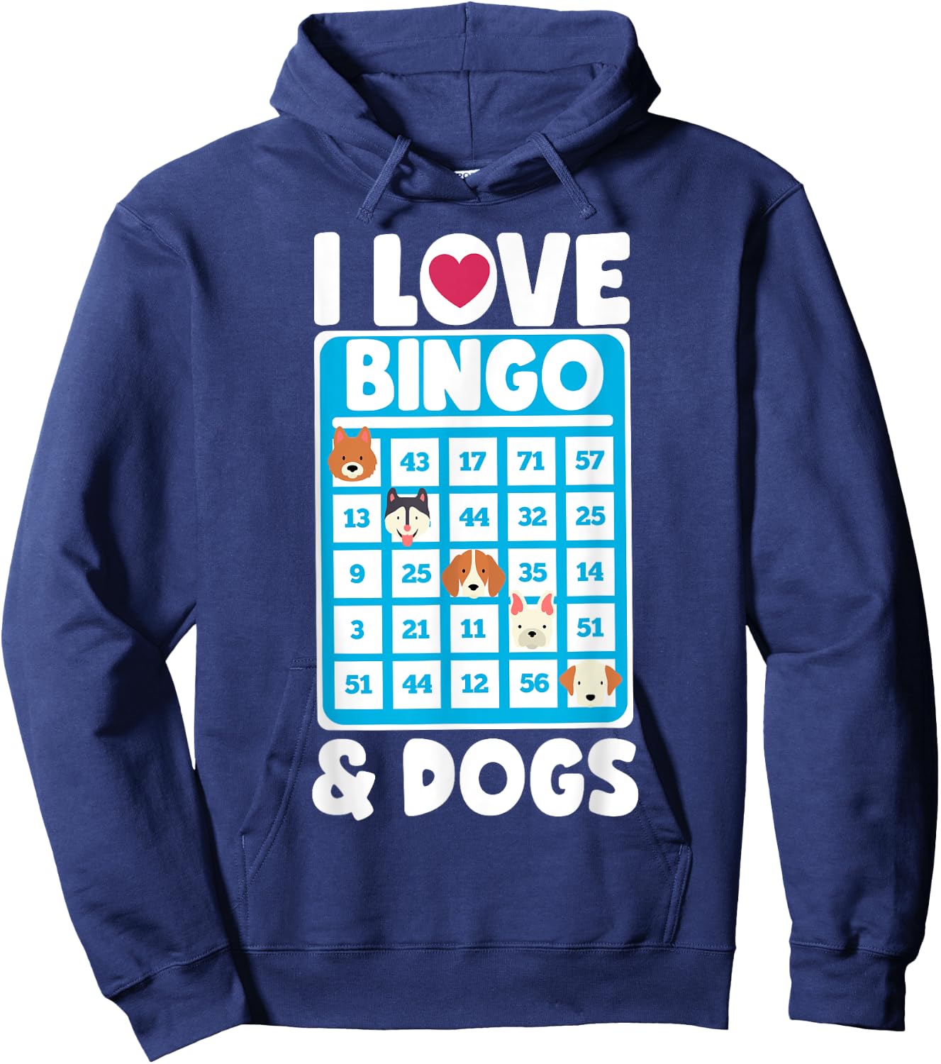 I Love Bingo And Dogs Board Games Canine Puppy Dog Gift Women Girls Kids Hoodie - Hoodie | Navy