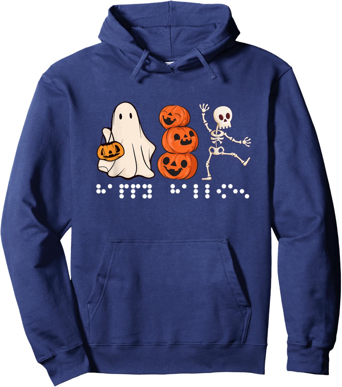 Simulated Braille Halloween Items Women Kids Ghost Hoodie - Hoodie | Navy
