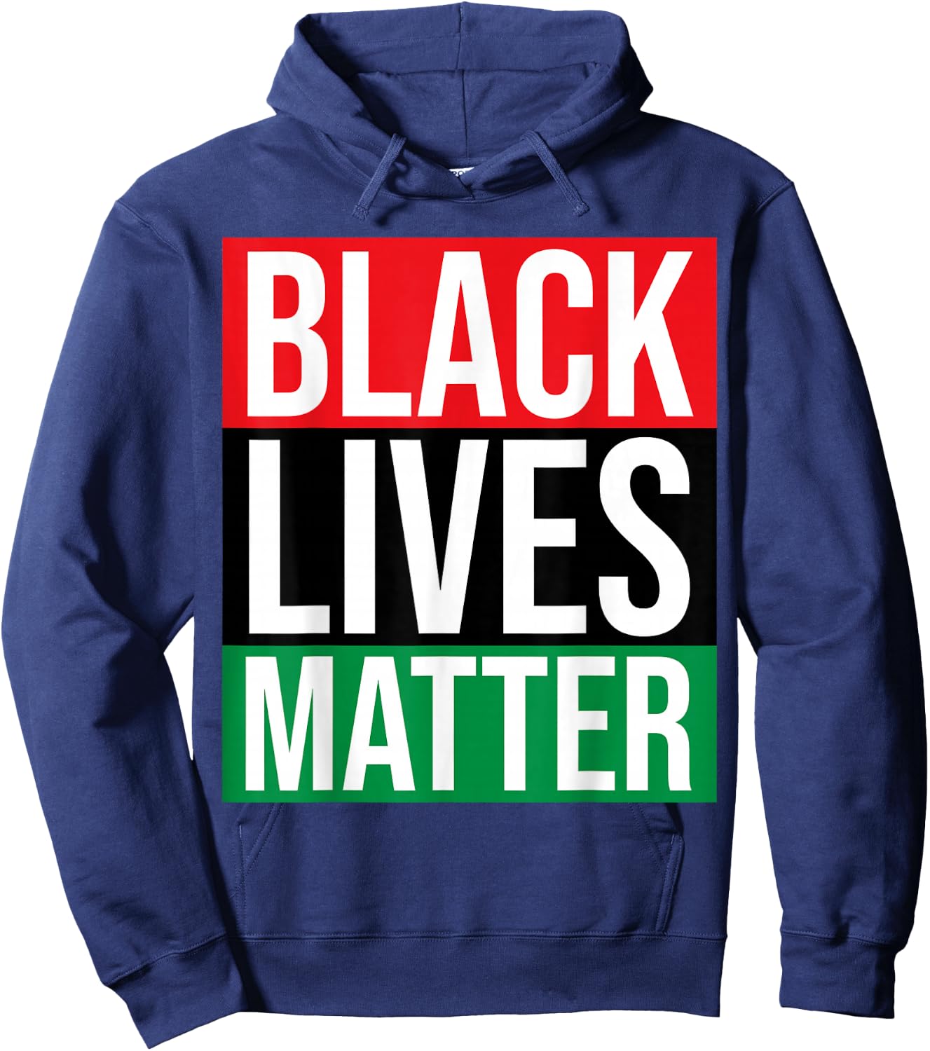 Black Lives Matter Shirt BLM with Pan-African Flag Colors Hoodie - Hoodie | Navy