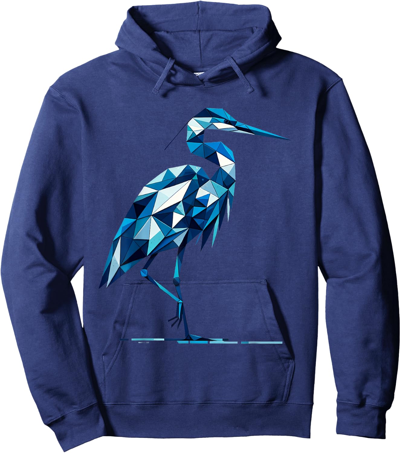 A Geometric Great Blue Heron - Unique Bird Art Design Hoodie - Hoodie | Navy