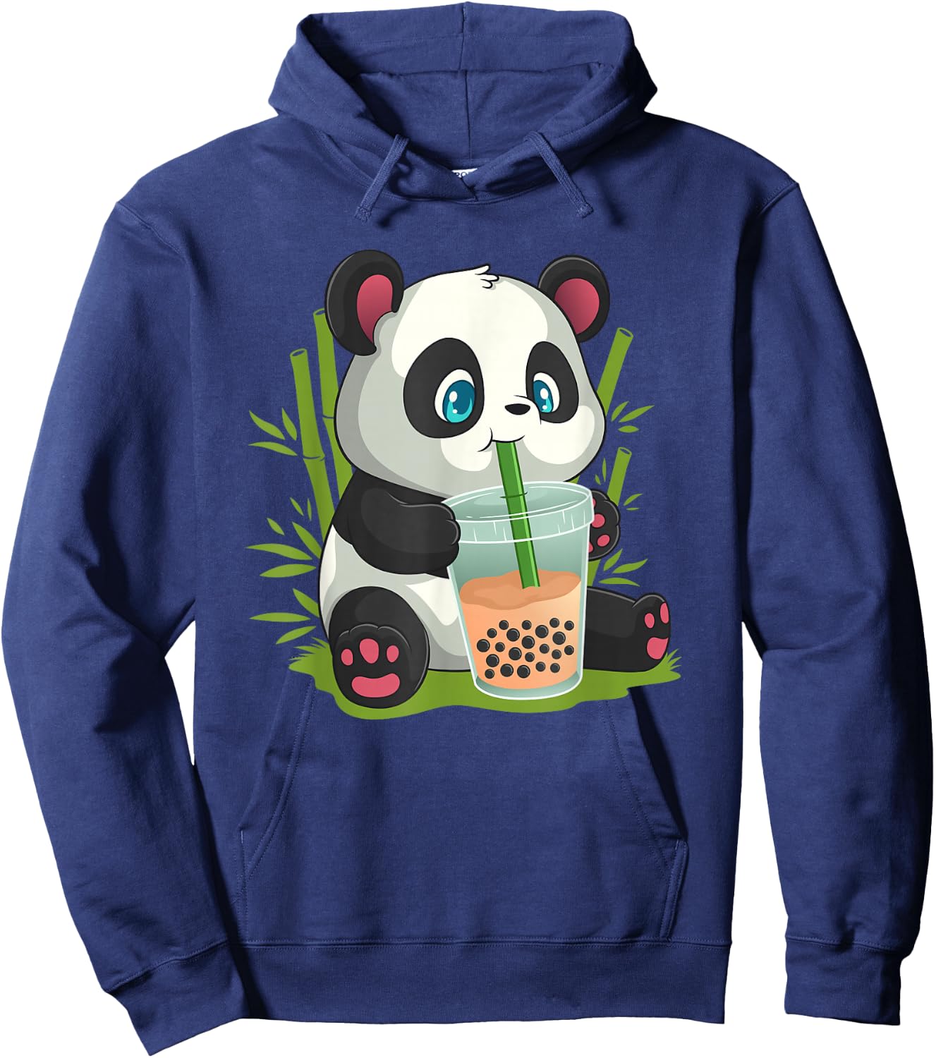 Kawaii Cute Anime Panda Otaku Japanese Bubble Boba Hoodie - Hoodie | Navy