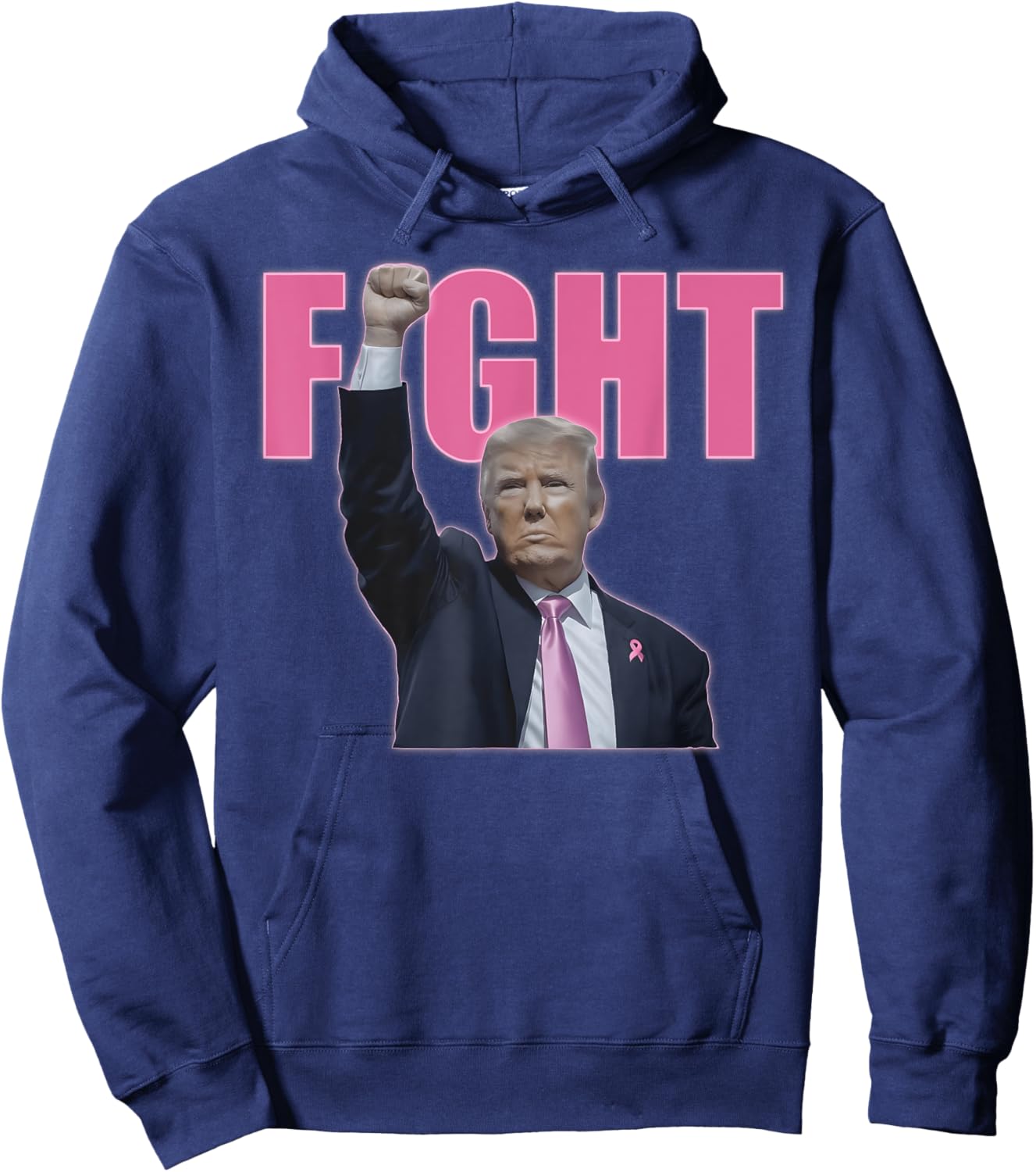 Fight Breast Survivor Trump Breast Cancer Awareness Hoodie - Hoodie | Navy