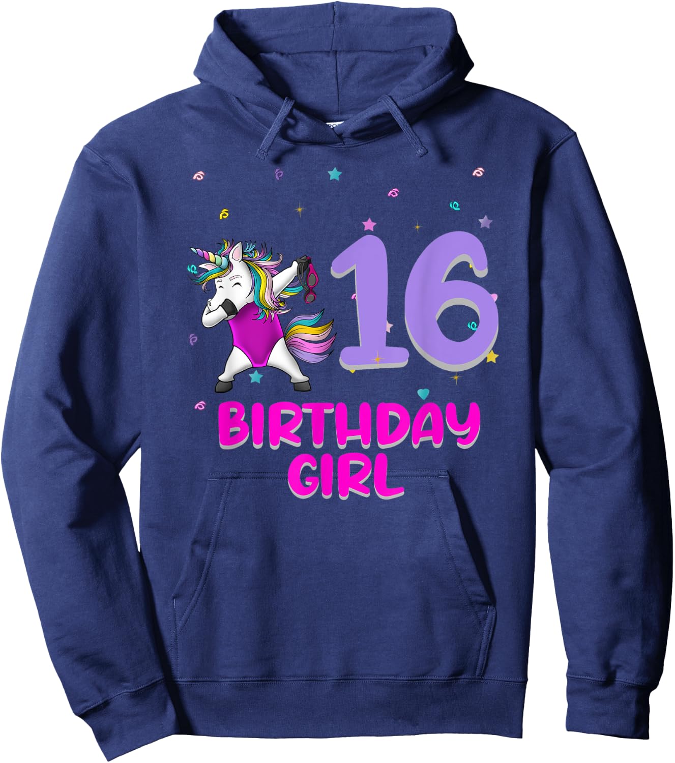 Unicorn Swimsuit 16th Birthday Girl Love Funny 16 Years Old Hoodie - Hoodie | Navy