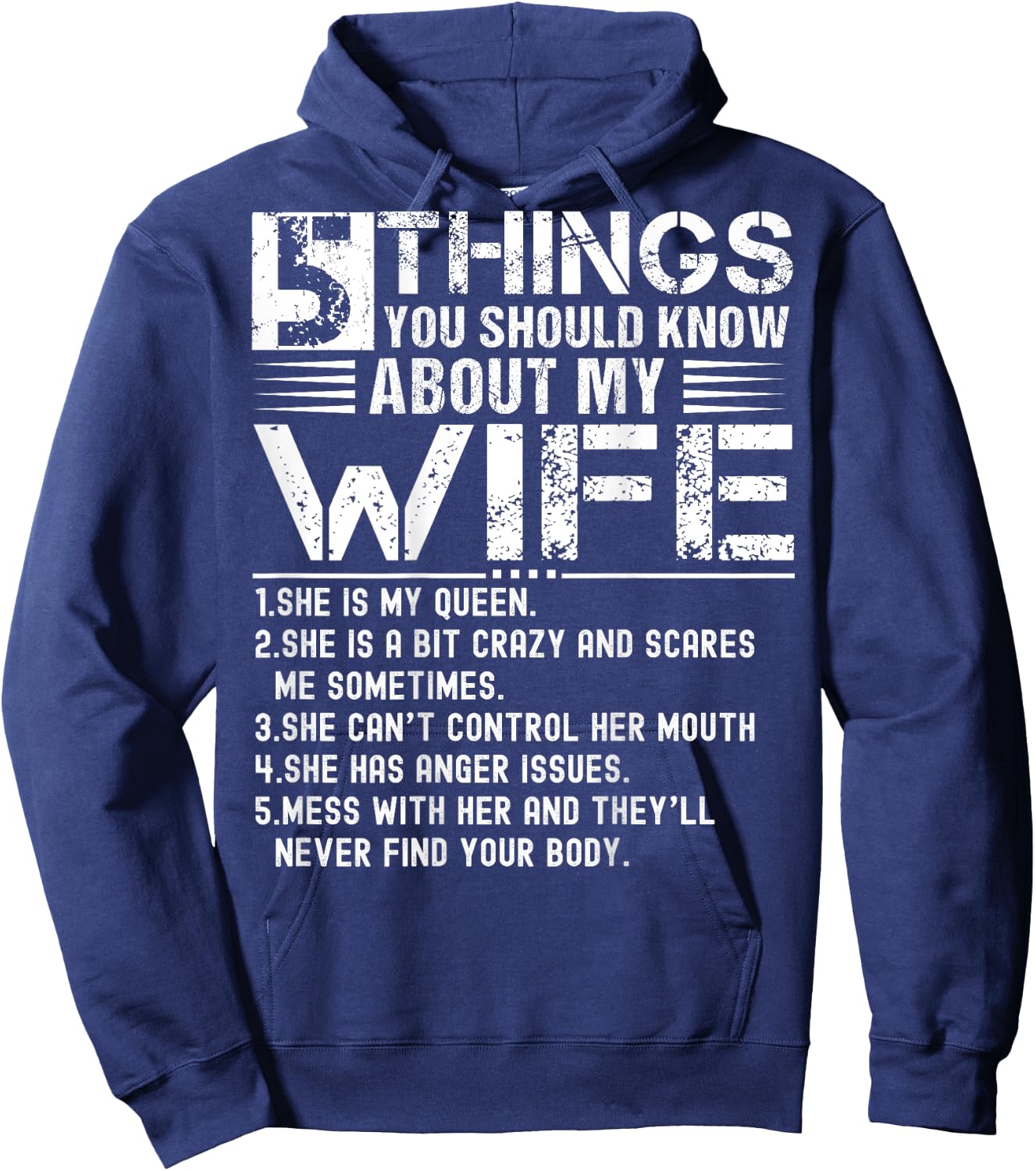 5 Things You Should Know About My Wife (On Back) husband Hoodie - Hoodie | Navy