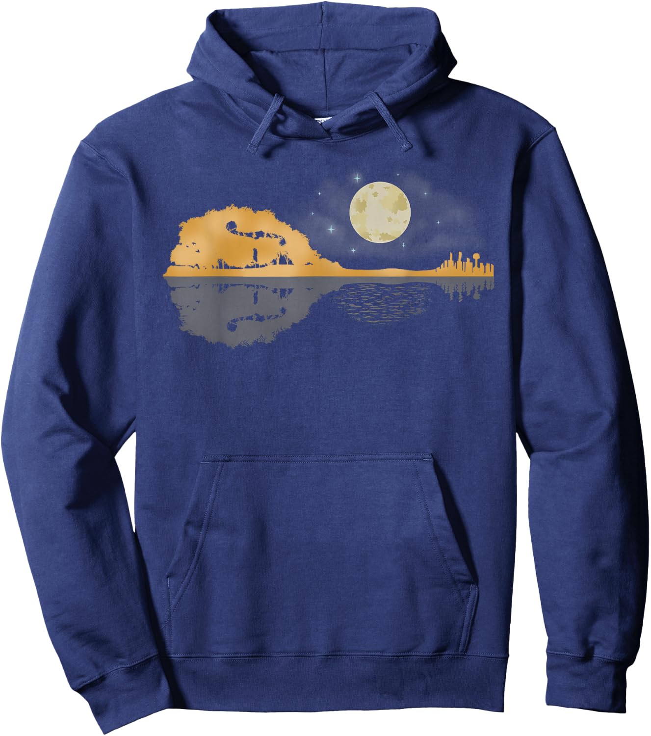 Mandolin Shirt Men Country Music Moon Bluegrass Hoodie - Hoodie | Navy