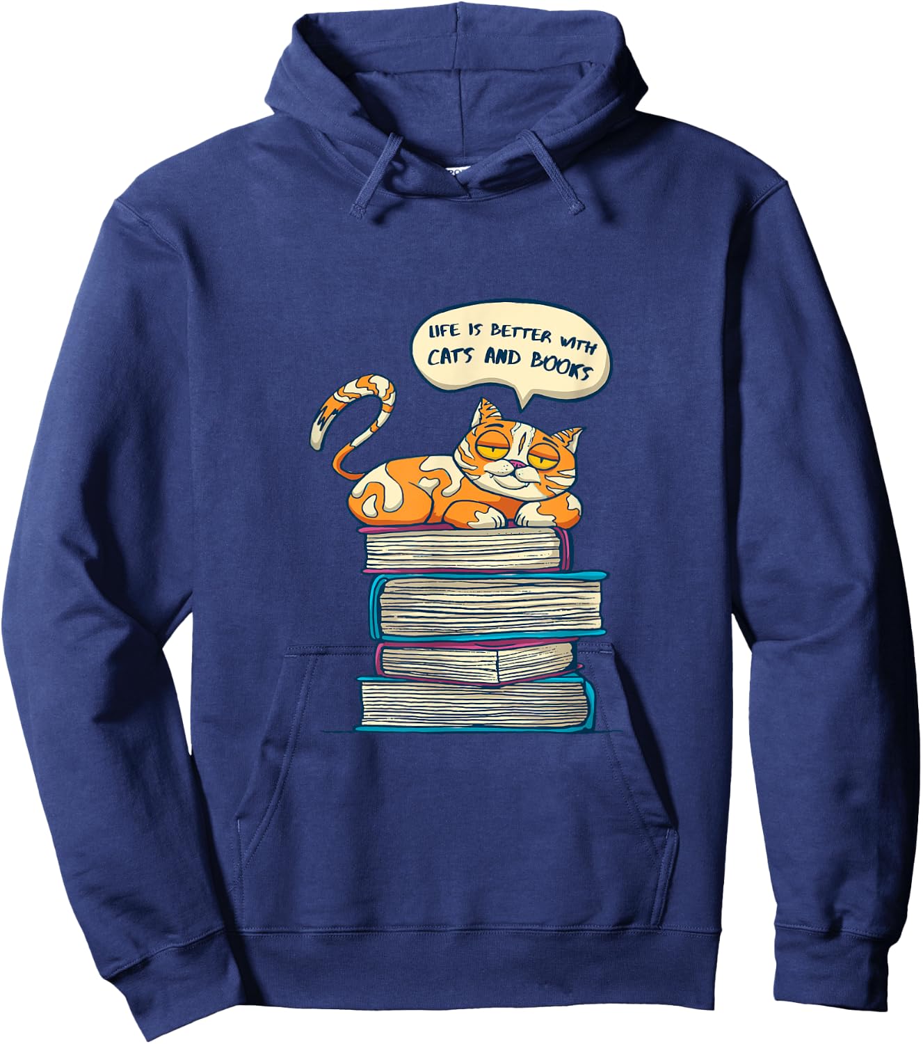 Life is better with cats an books Hoodie - Hoodie | Navy
