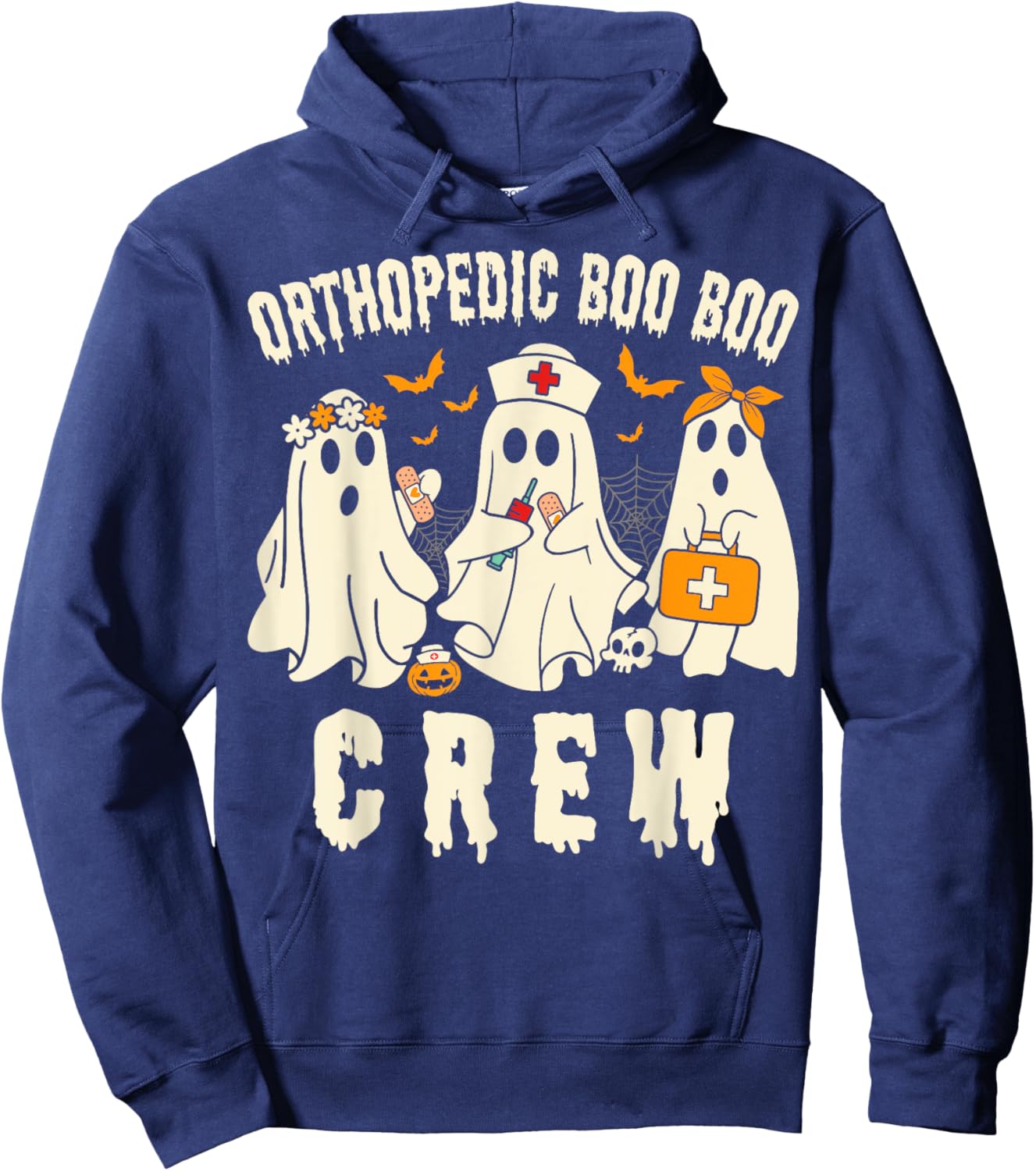Orthopedic Boo Crew Ortho Nursing Halloween Ghost Costume Hoodie - Hoodie | Navy