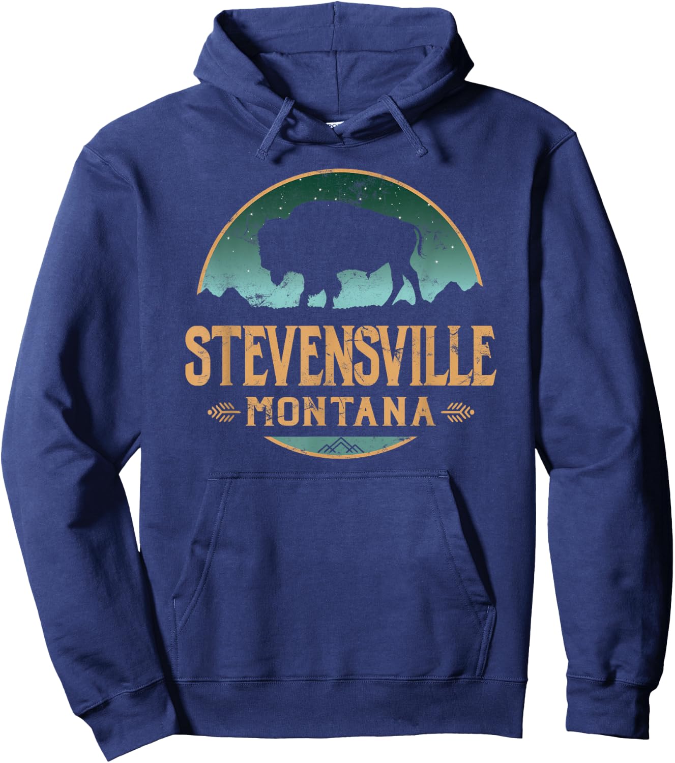 Stevensville Montana MT Buffalo Bison Hoodie - Hoodie | Navy