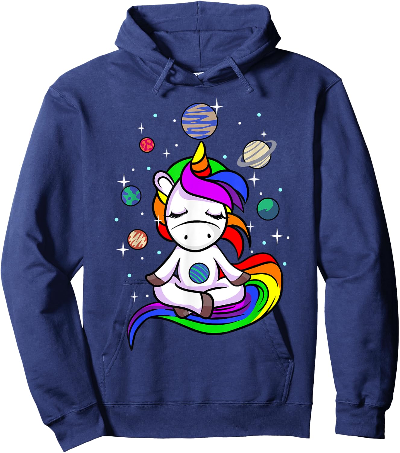 Meditating Unicorn | Buddhist Yoga Meditation Galaxy Space Hoodie - Hoodie | Navy