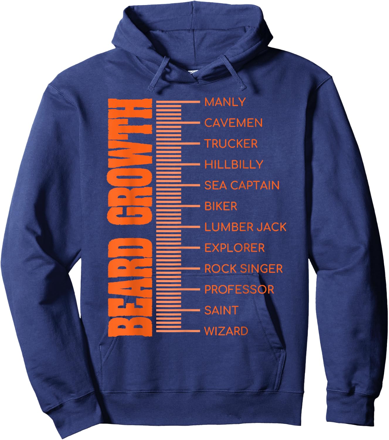 Beard Growth Size Chart Men's Facial Hair Funny Beard Hoodie - Hoodie | Navy