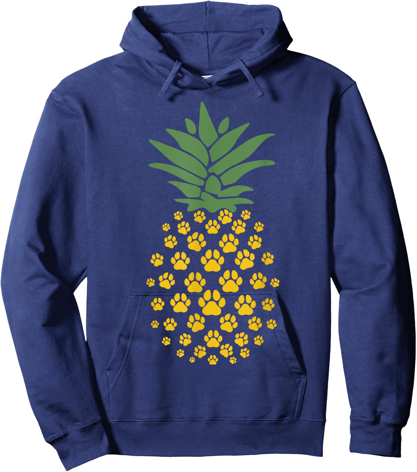 Hawaiian Island Pineapple Dog Paw Print, Dog Lovers Gift Hoodie - Hoodie | Navy