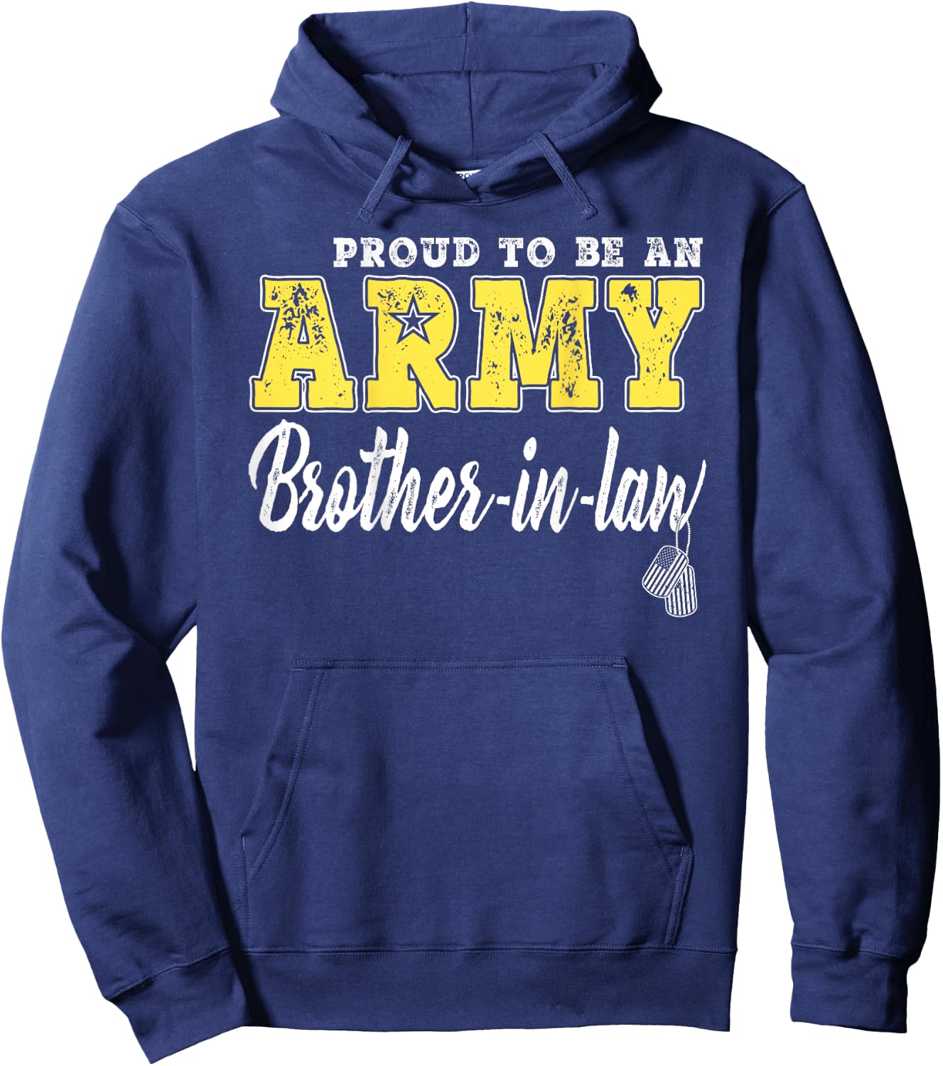 Proud Army Brother-In-Law US Flag Dog Tags Military Sibling Hoodie - Hoodie | Navy