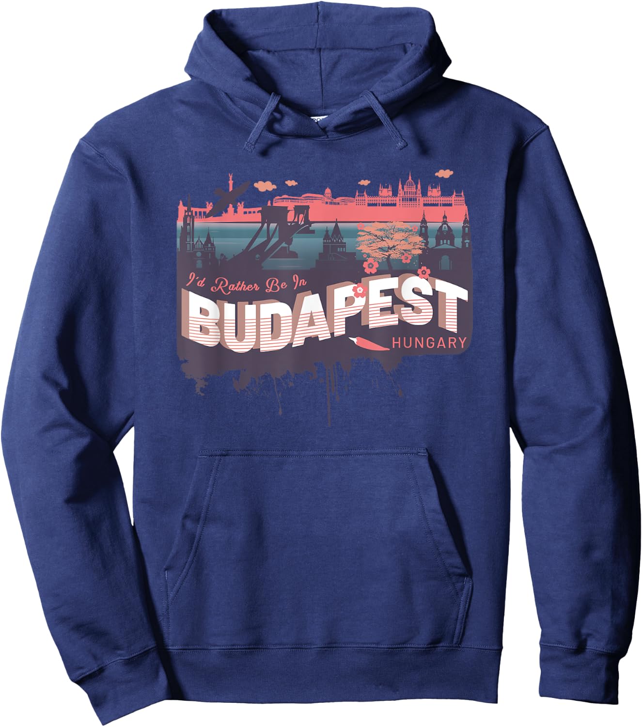 I'd Rather Be In Budapest Hungary Vintage Souvenir Hoodie - Hoodie | Navy