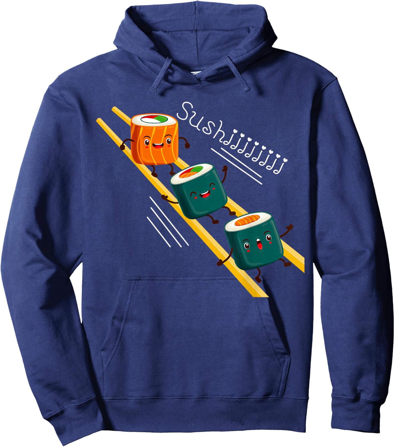 Funny Happy Cute Sushi Anime character Kawaii Japaneses Food Hoodie - Hoodie | Navy