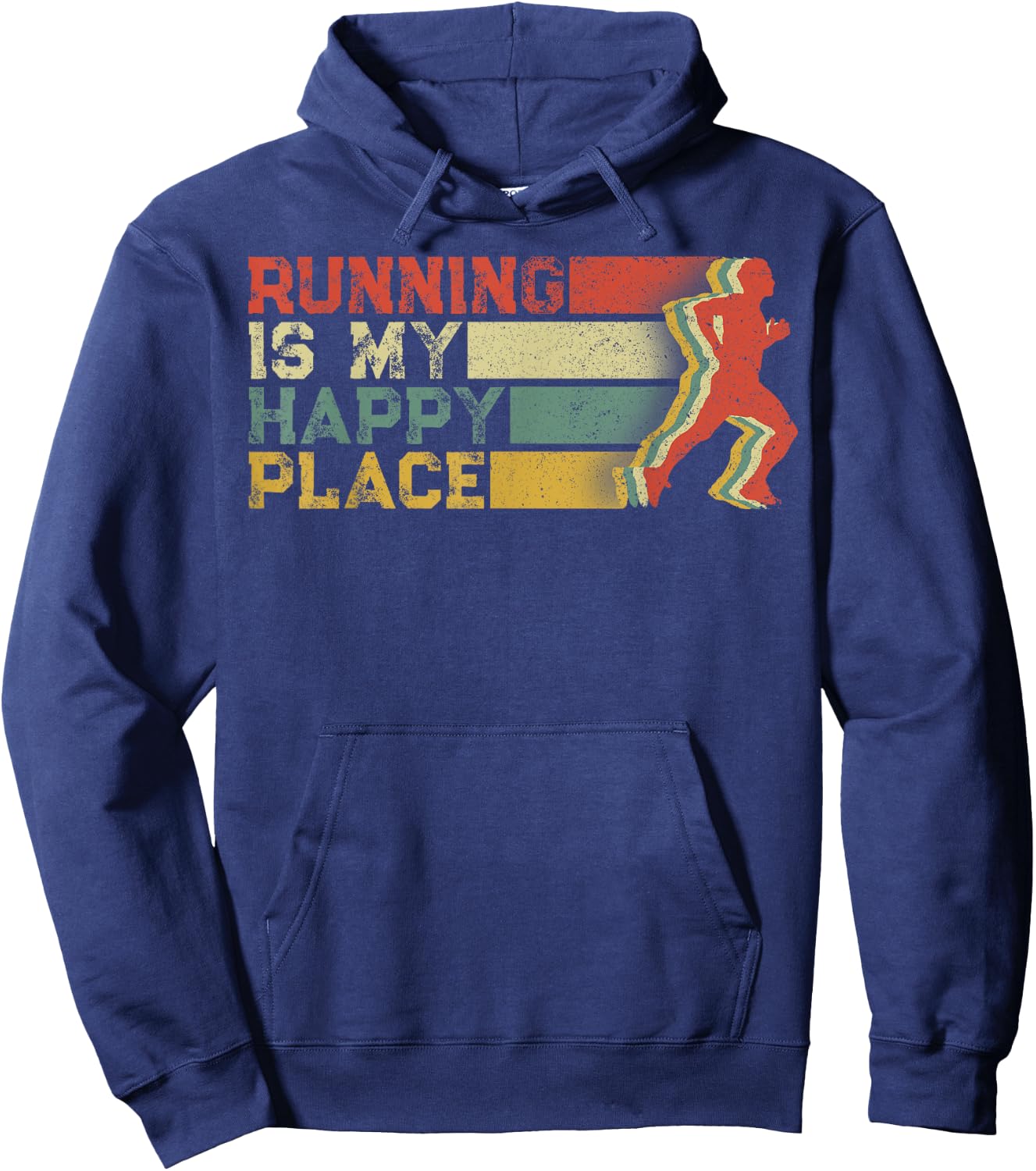 Running is My Happy Place I Love to Run- Runners Gifts Hoodie - Hoodie | Navy