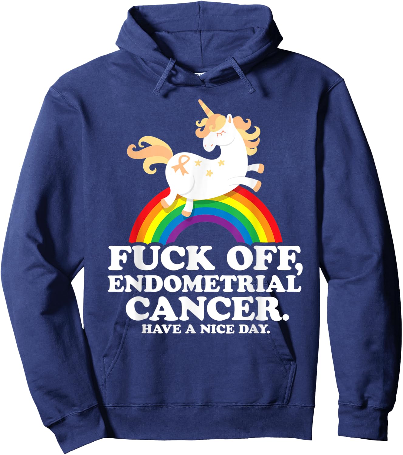 Endometrial Cancer Survivor Shirt | Fuck Endometrial Cancer Hoodie - Hoodie | Navy
