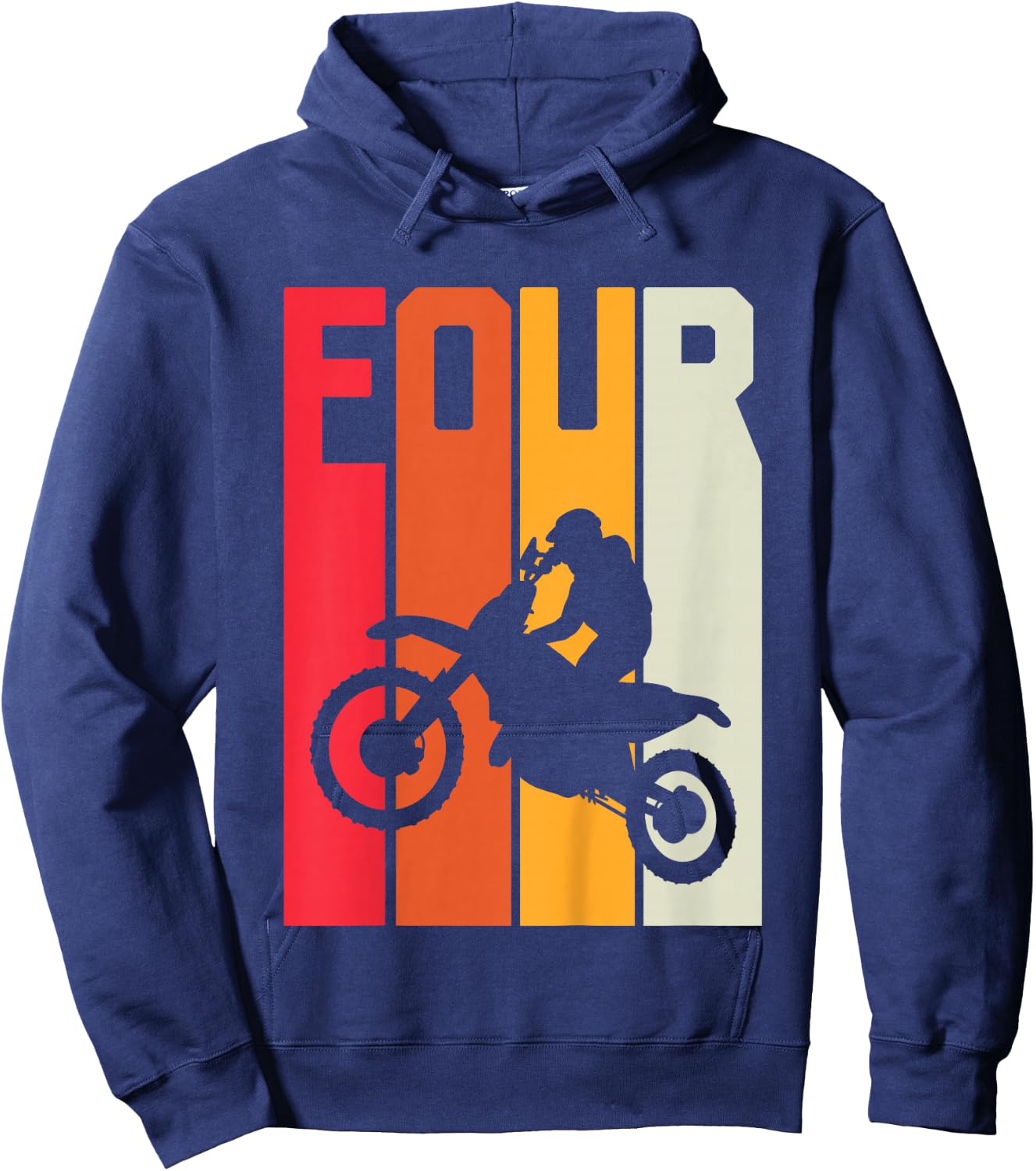 4th Birthday Retro Motocross 4 Years Boys Girl Dirt Bike Hoodie - Hoodie | Navy