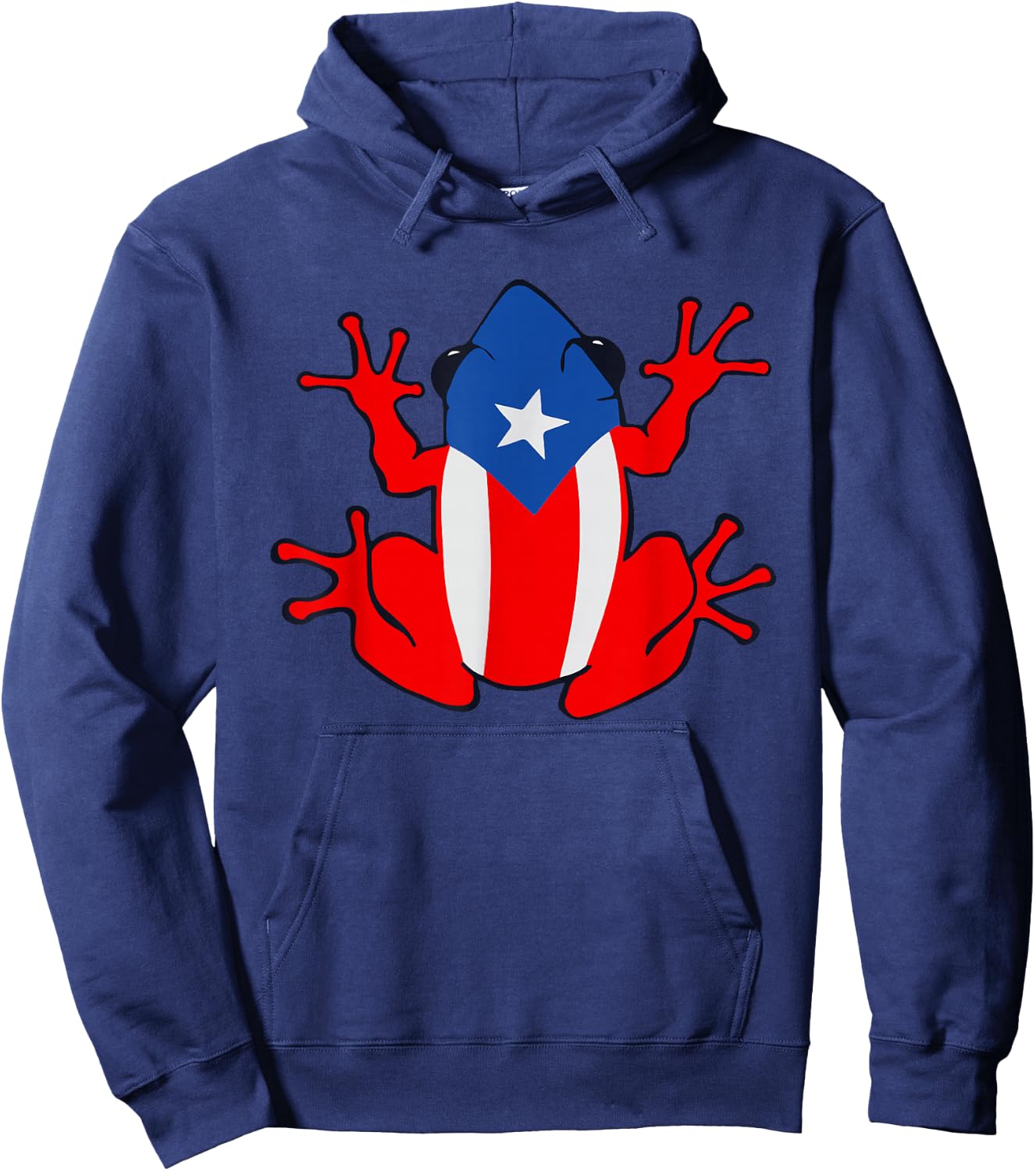Patriotic Puerto Rico Flag Frog Puero Rican Culture Roots Hoodie - Hoodie | Navy