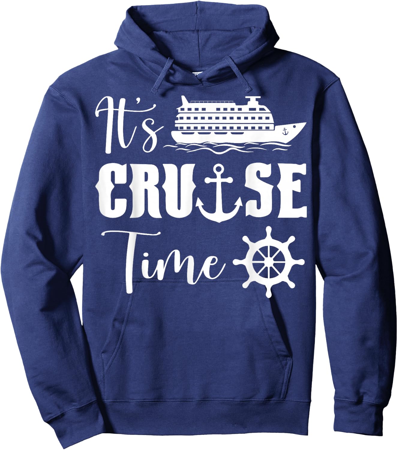 Funny It's Cruise Time Shirt - Black - Small - Short Sleeve - Cotton Blend - Exclusive Novelly Design, Embroidery Hoodie - Hoodie | Navy