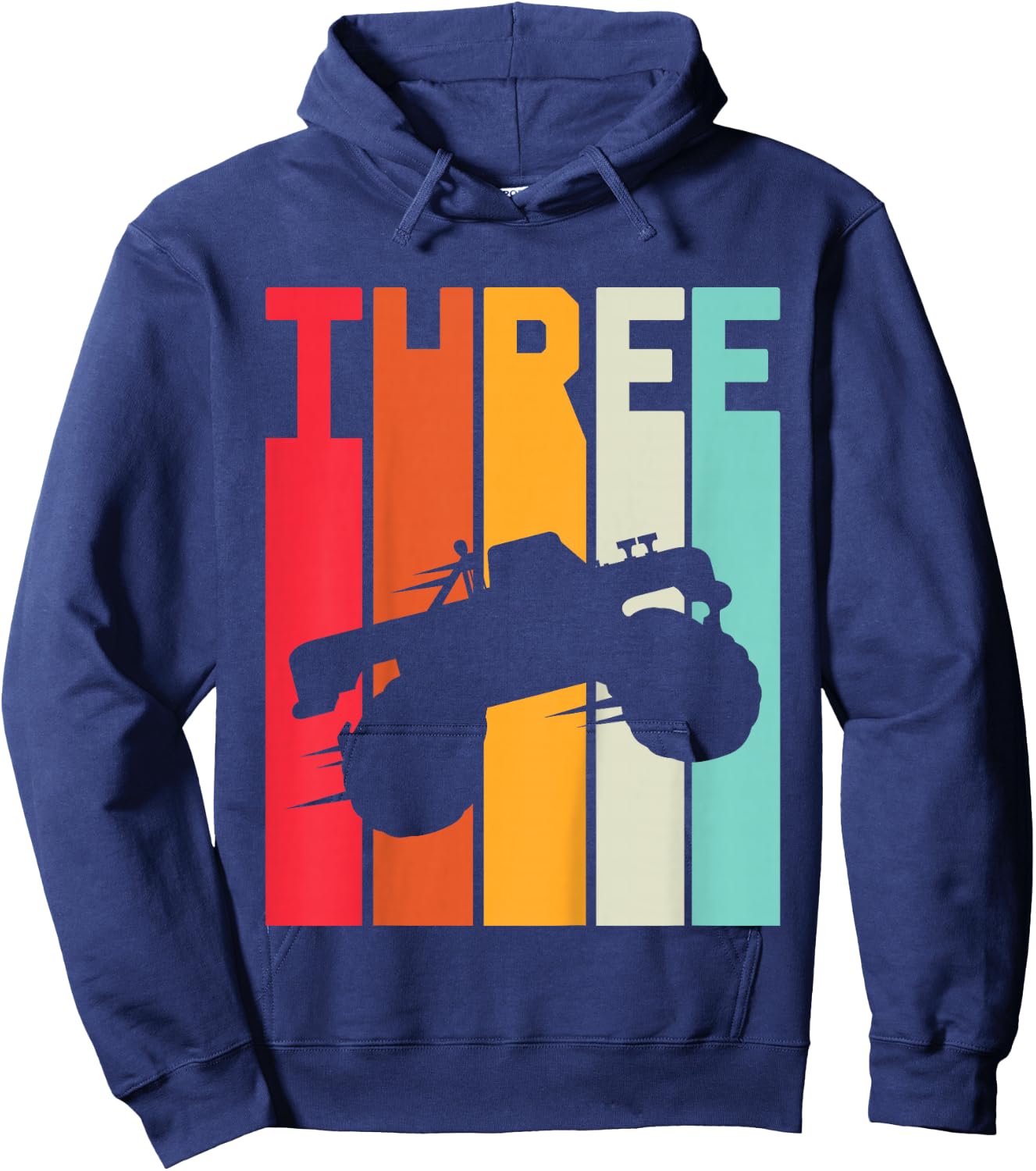 3rd Birthday Retro Monster Truck 3 Years Boys Girl Kids Hoodie - Hoodie | Navy