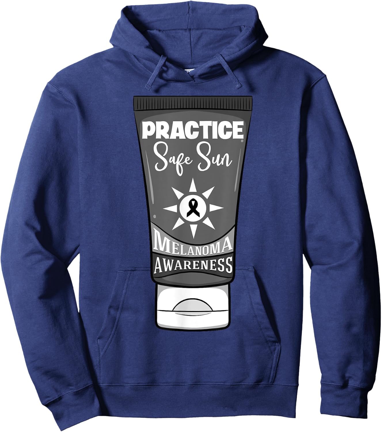 Practice Safe Sun Melanoma Awareness Skin Cancer Ribbon Hoodie - Hoodie | Navy