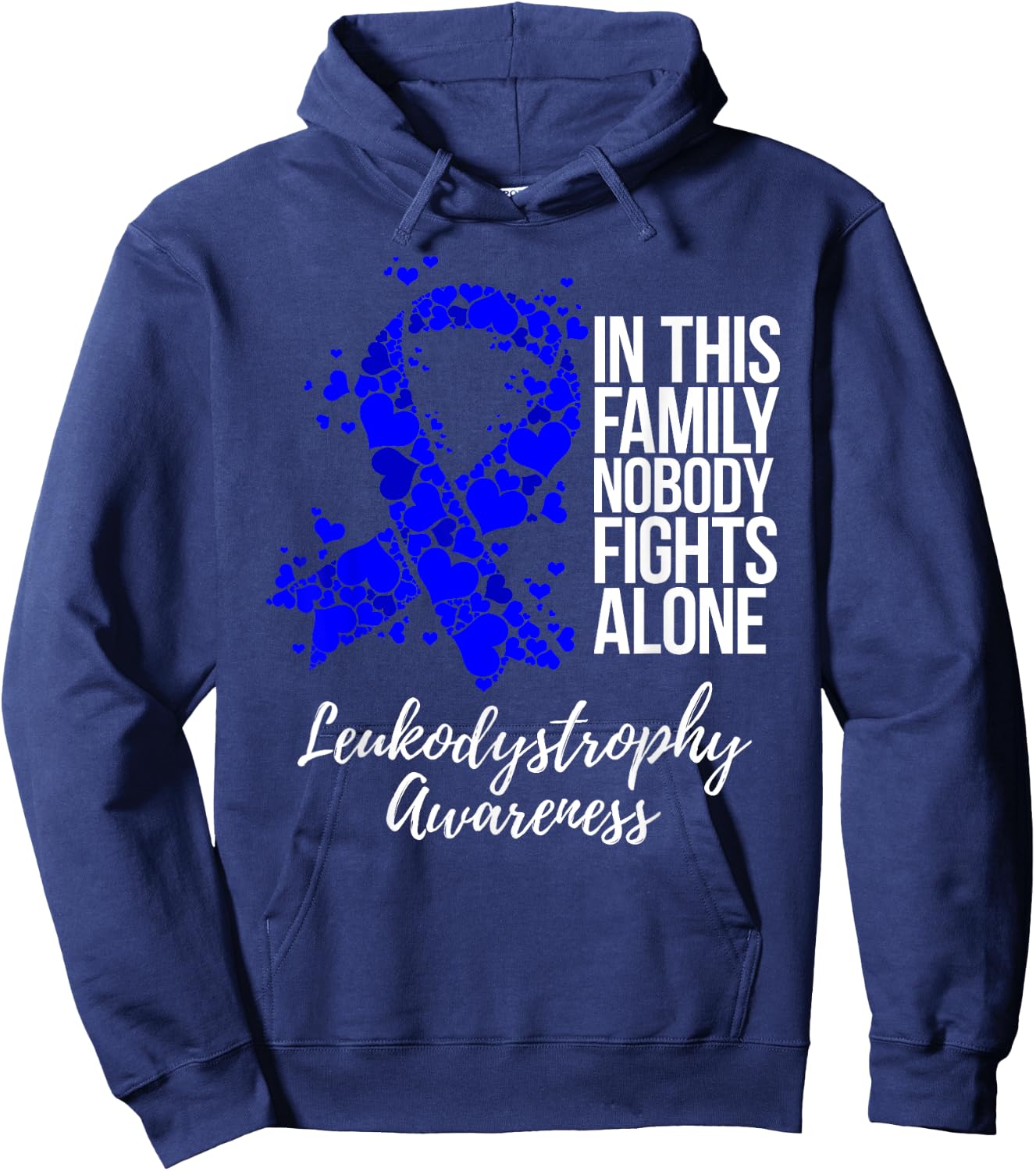 Family Support Blue Ribbon Leukodystrophy Awareness Hoodie - Hoodie | Navy