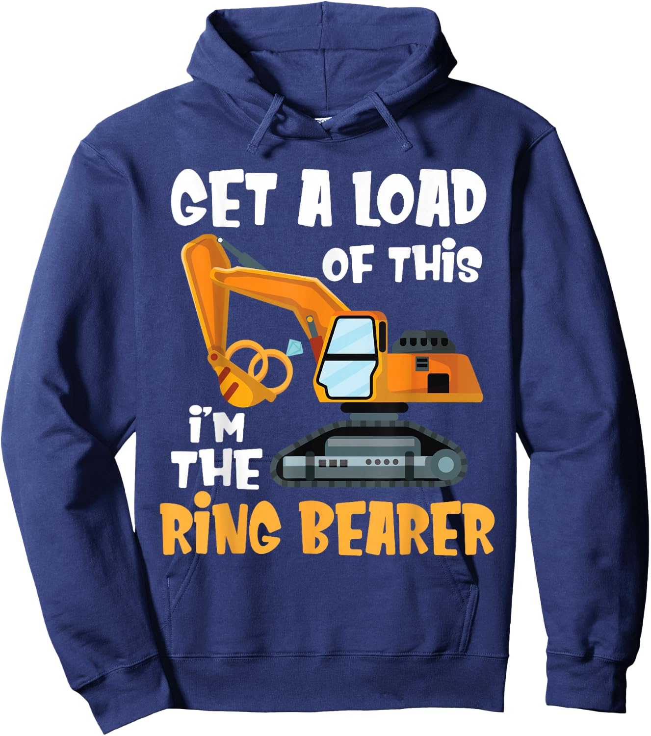 Funny Wedding Party Ring Bearer Excavator Boys Ring Bearer Hoodie - Hoodie | Navy