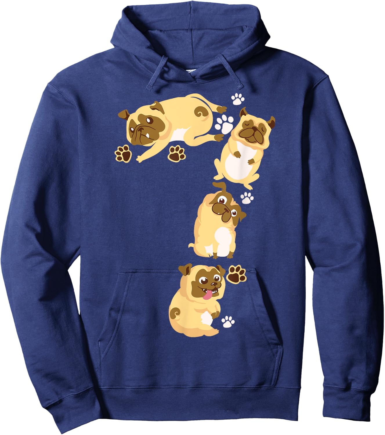 Cute Dog 7th Birthday Gift | Cool 7 Years Old Pug Boys Girls Hoodie - Hoodie | Navy