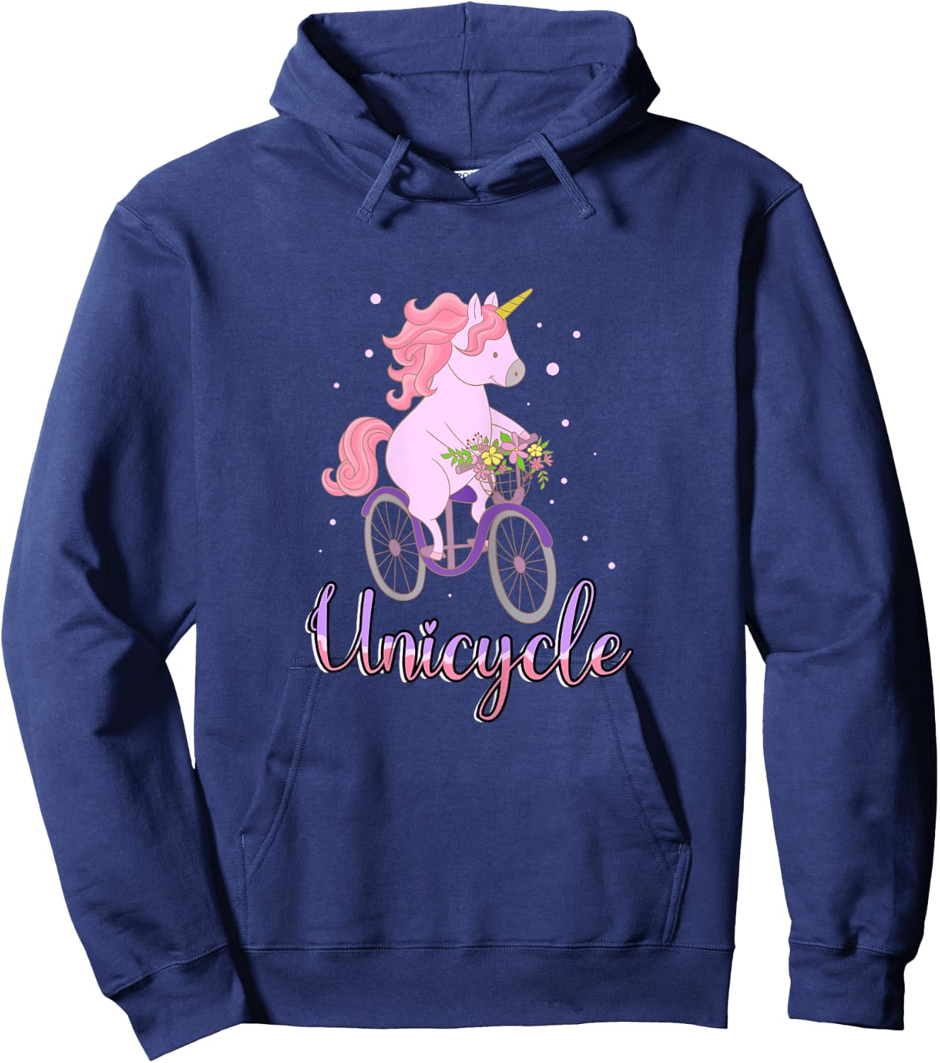 Unicorn Cute Horse Flowers Bike Biking Cycling Bicycle Gift Hoodie - Hoodie | Navy