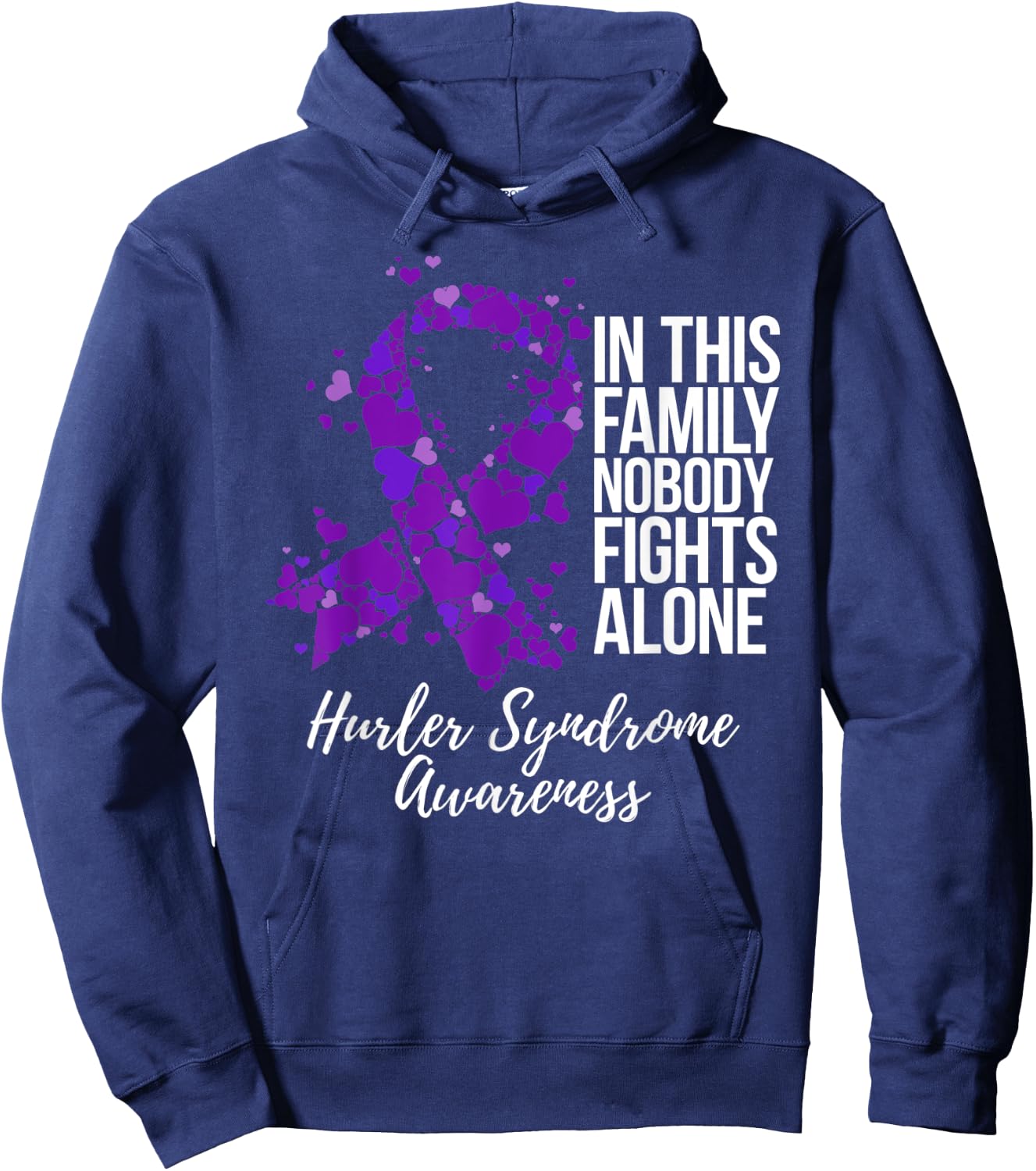 Family Support Hurler Syndrome Awareness Hoodie - Hoodie | Navy