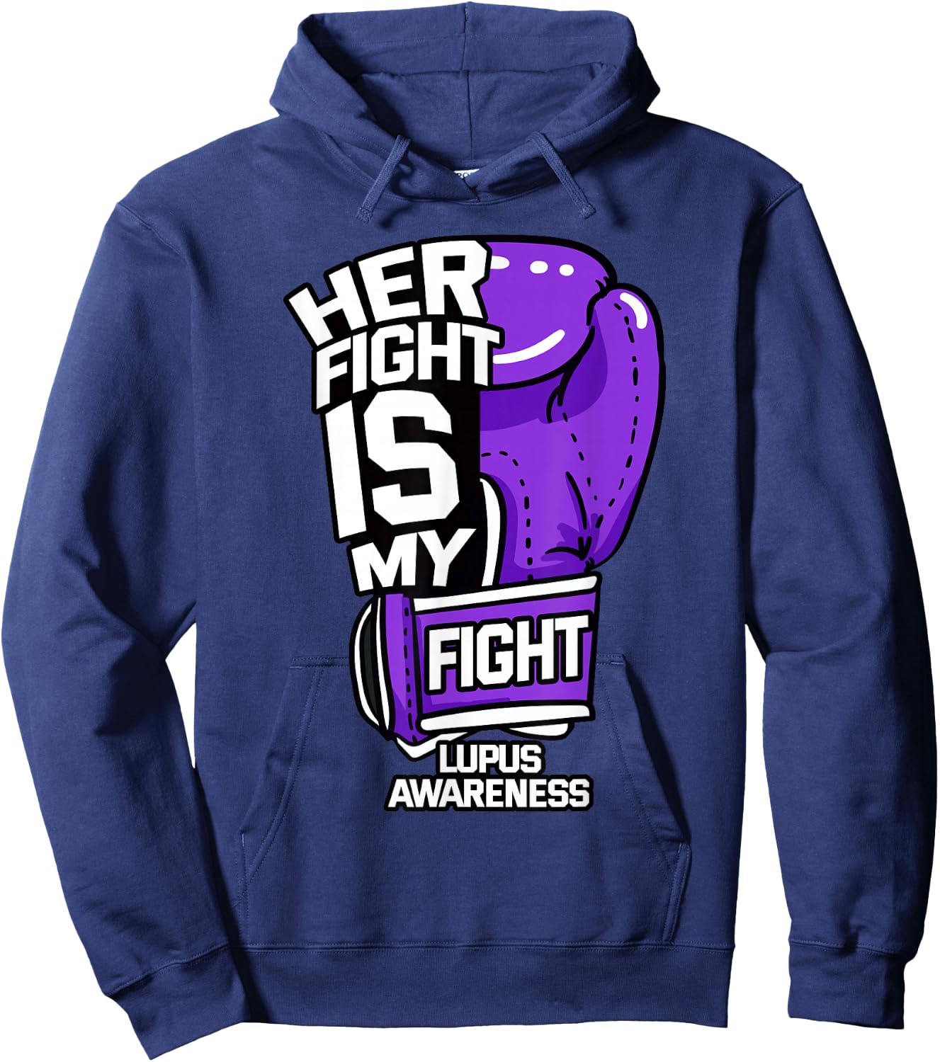 Her Fight Is My Fight Systemic Lupus Erythematosus Purple Hoodie - Hoodie | Navy