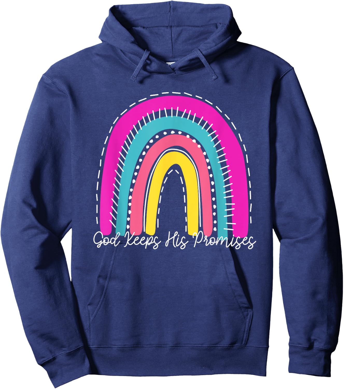 God Keeps His Promises Colorful Boho Rainbow Christian Hoodie - Hoodie | Navy