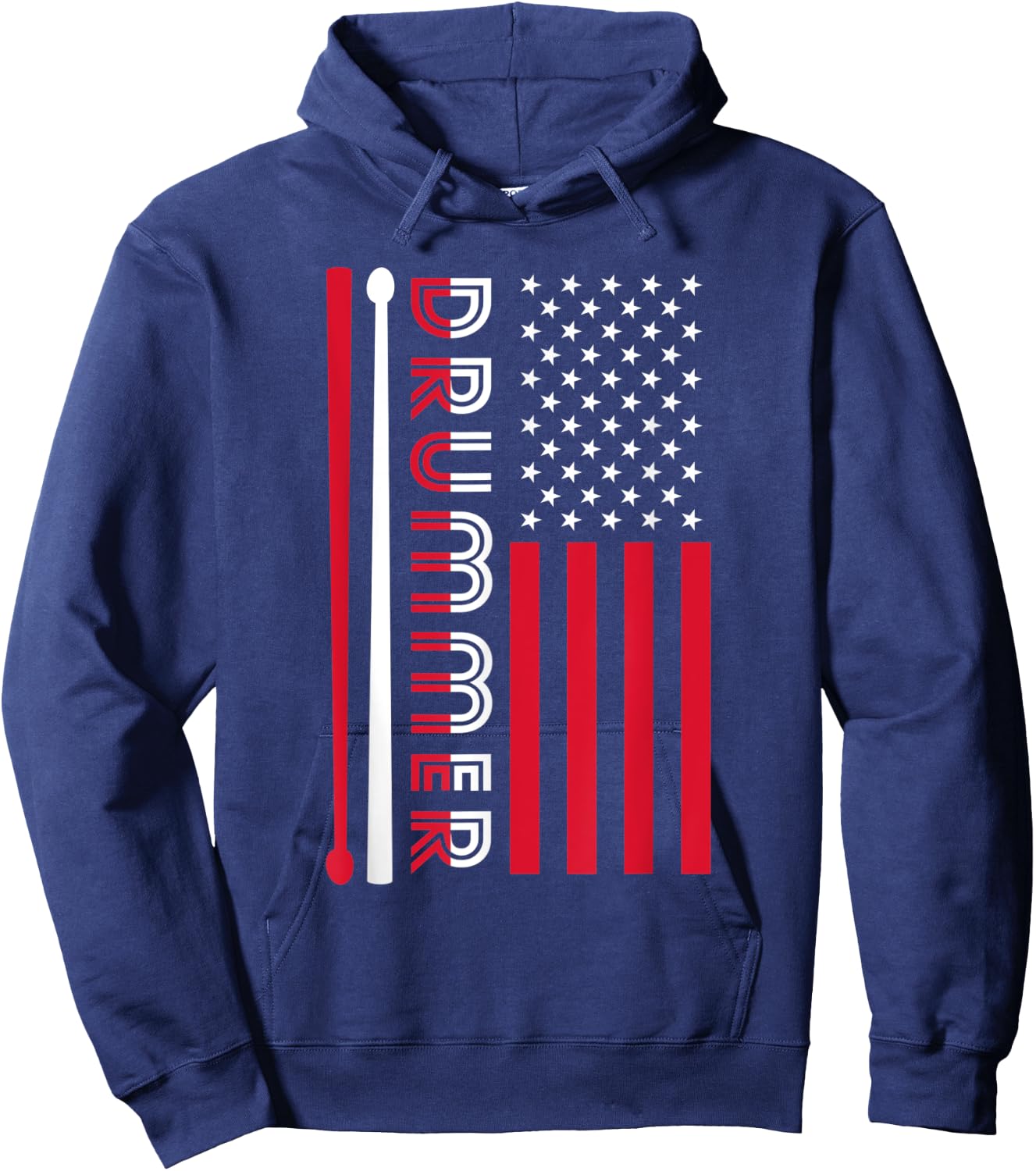 USA Flag Musician Drummer Gift Drums Hoodie - Hoodie | Navy