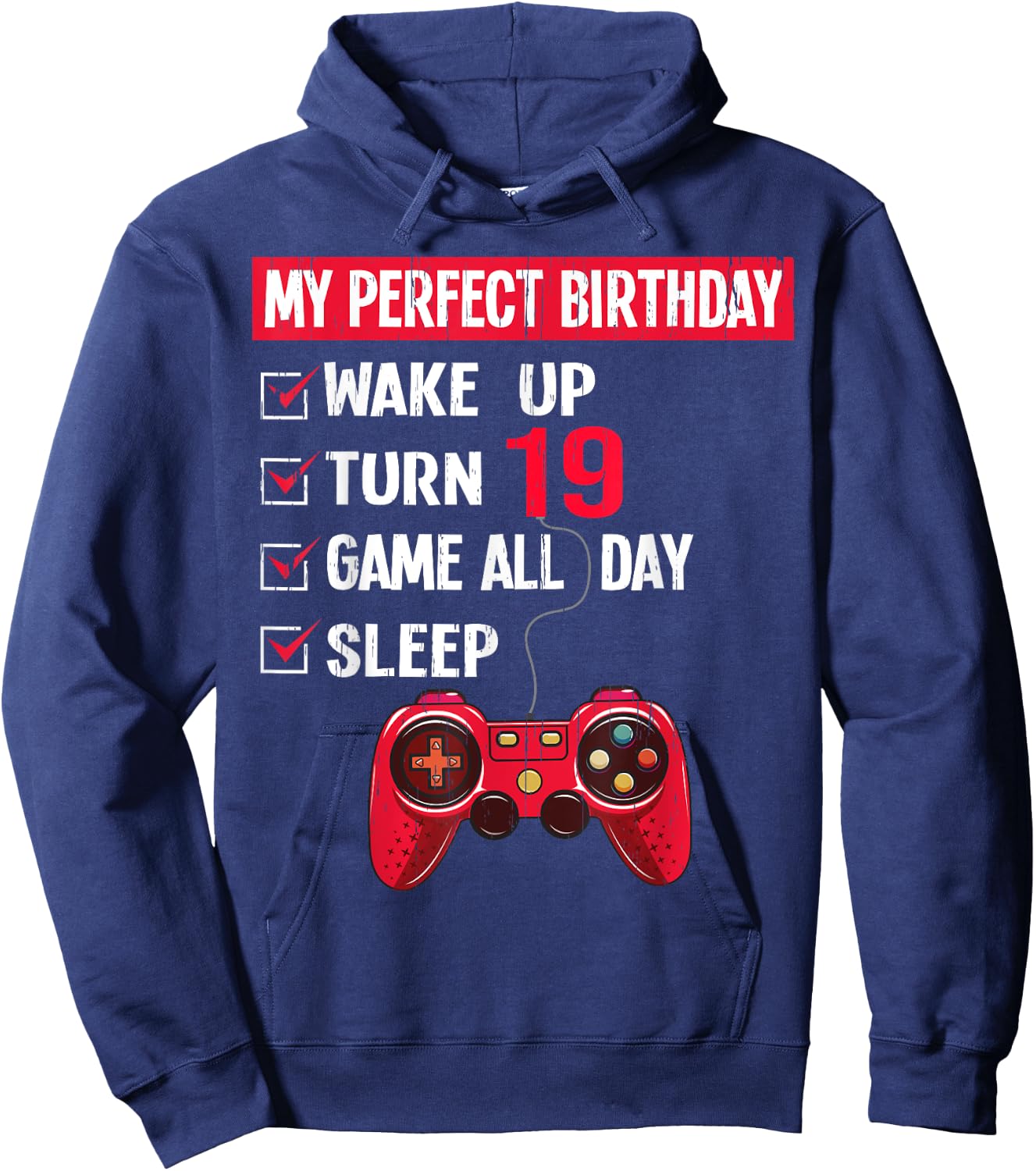 19 Years Old Gamer 19th Birthday Boy My Perfect Party Gift Hoodie - Hoodie | Navy