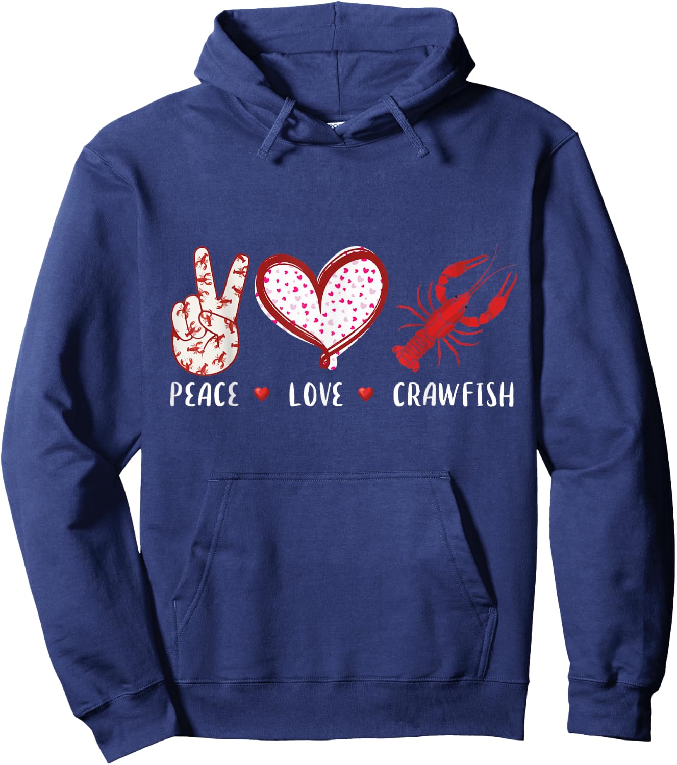 Peace Love Crawfish Boil Gift Women Kids Boys Girls Hoodie - Hoodie | Navy