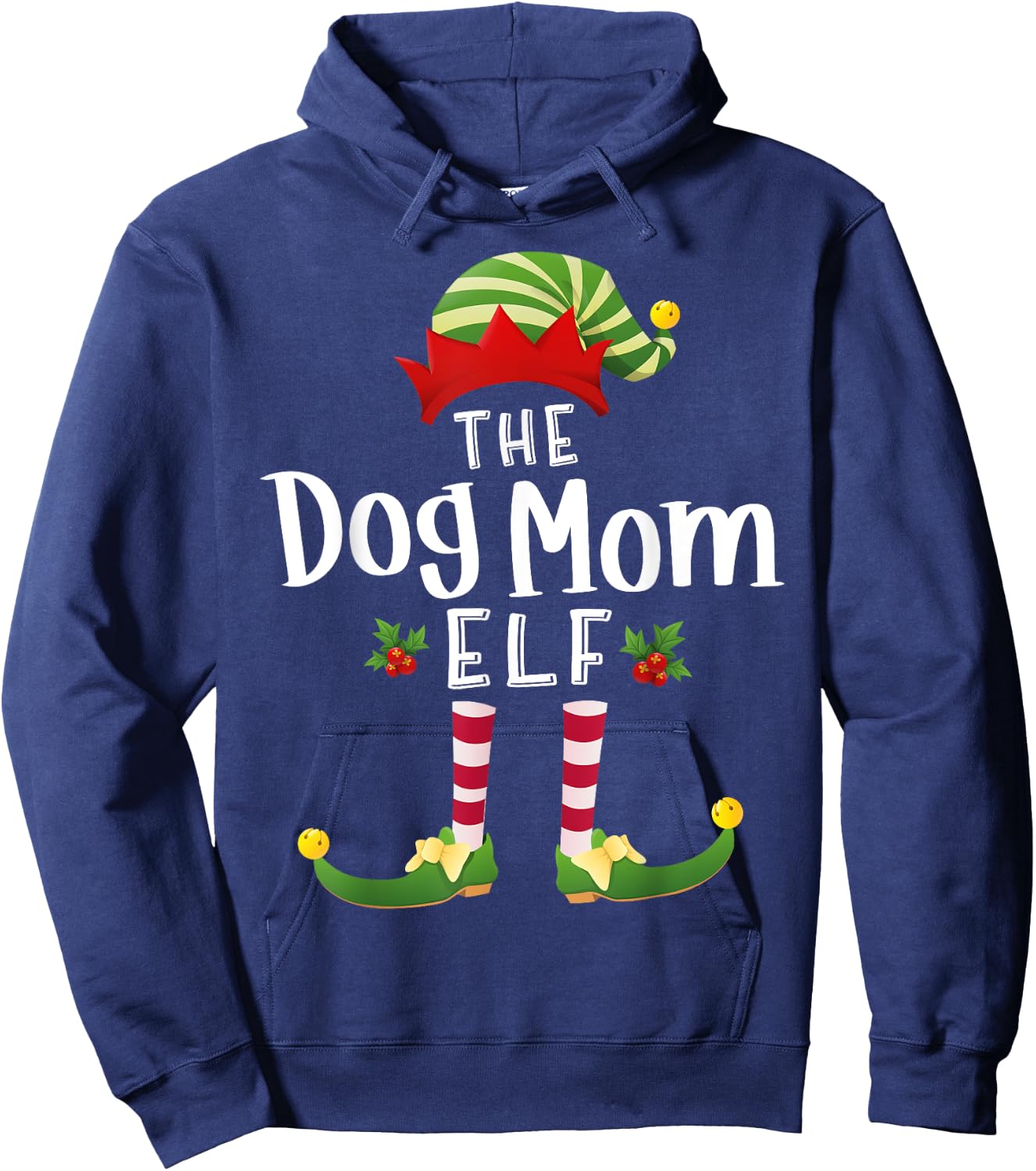 Dog Mom Christmas Elf Matching Pajama X-Mas Party Hoodie - Hoodie | Navy