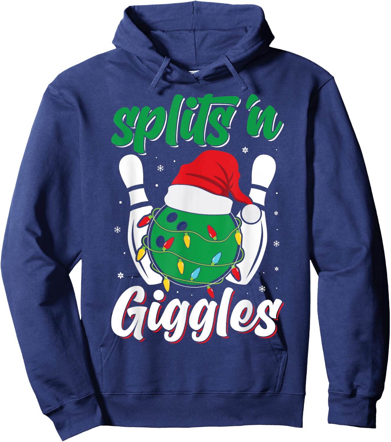 Funny Splits 'n Giggles Bowling Player Christmas Bowler Hoodie - Hoodie | Navy
