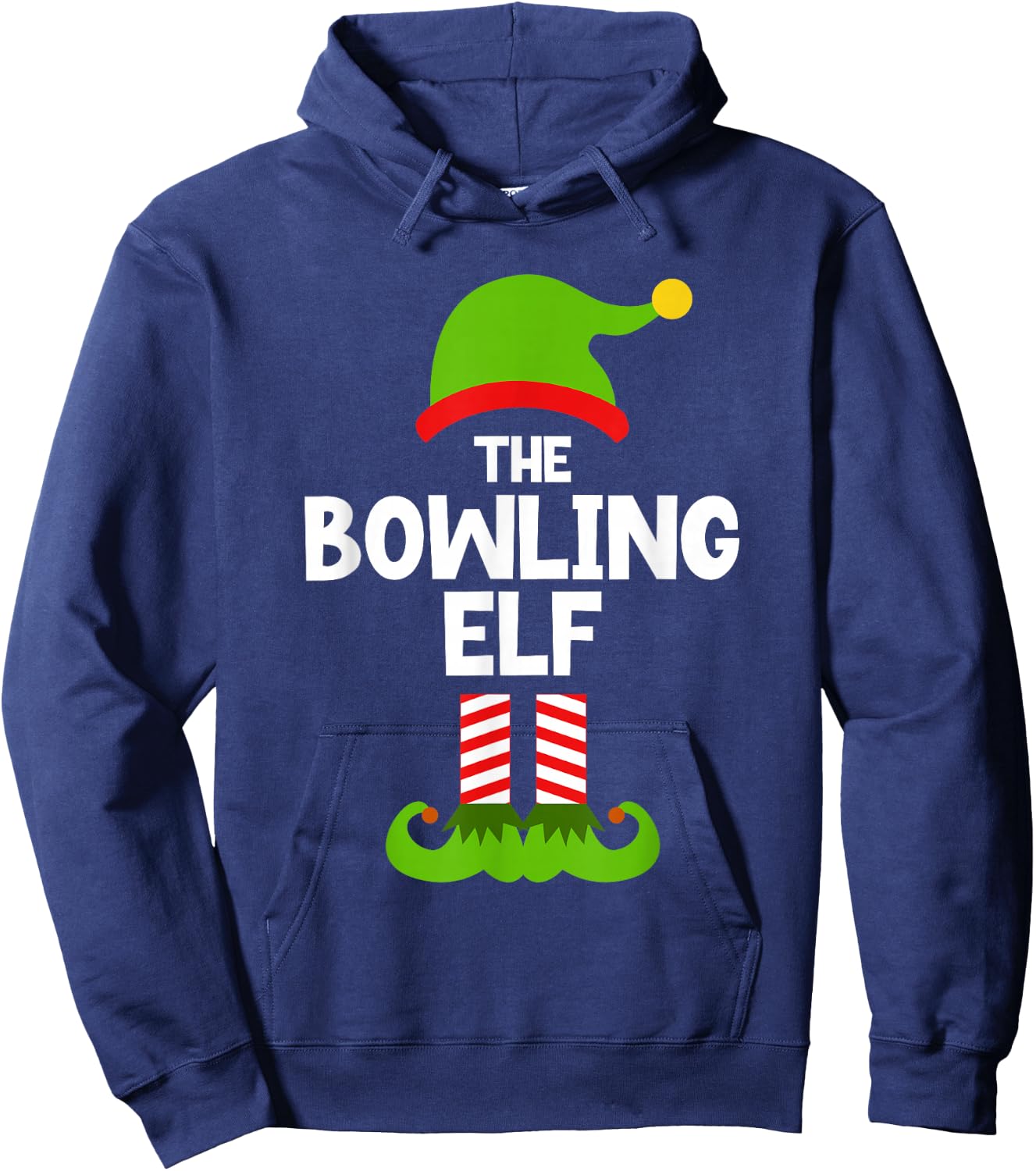 Funny The Bowling Elf Christmas Family Pajama Player Bowler Hoodie - Hoodie | Navy