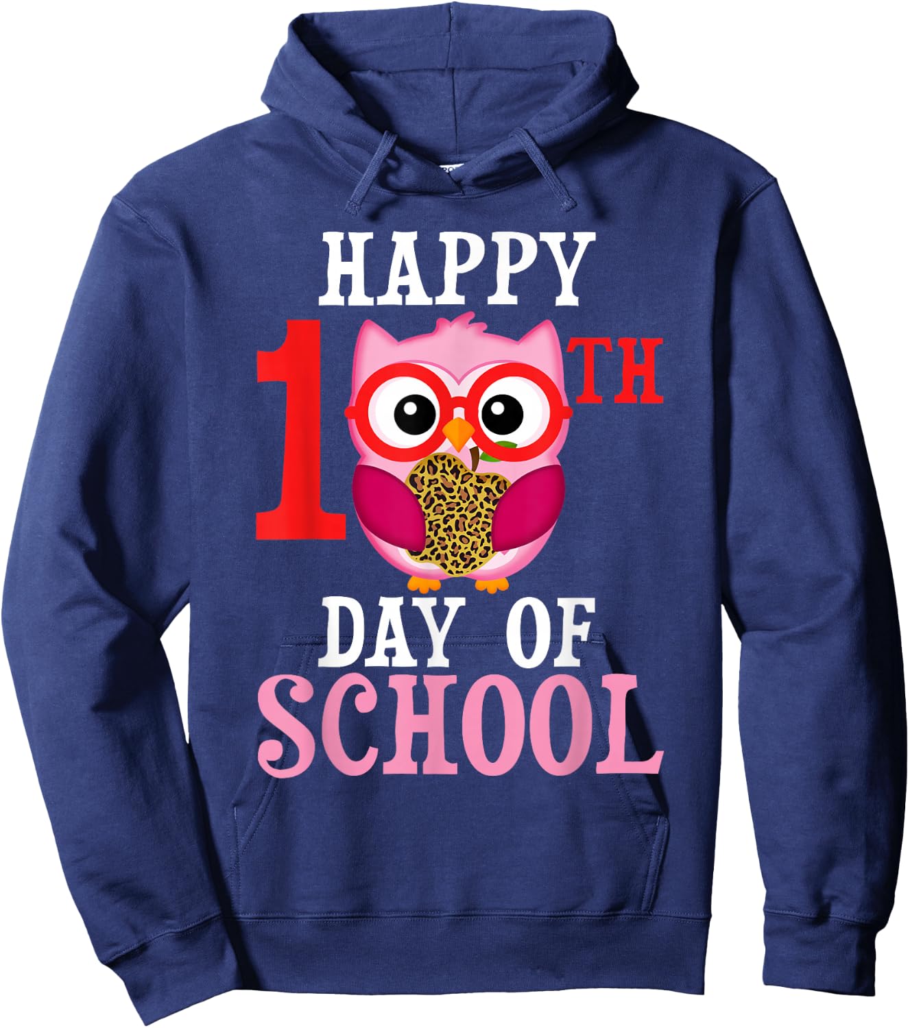 Happy 100th Day Of School Owl Cute Teacher Student Girls Owl Hoodie - Hoodie | Navy