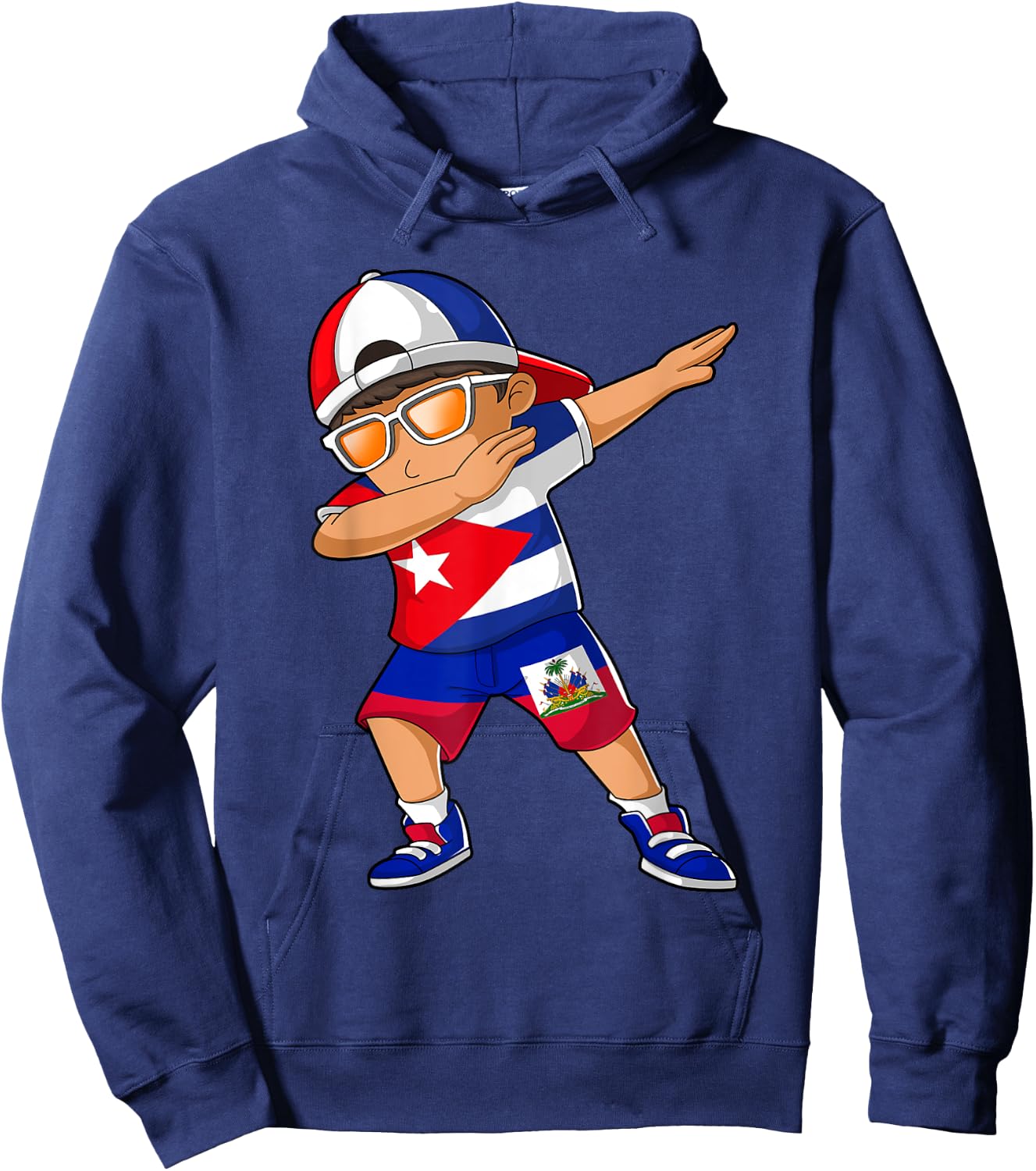 Half Cuban Half Haitian Boy Kid Cuba Haiti Flag Hoodie - Hoodie | Navy