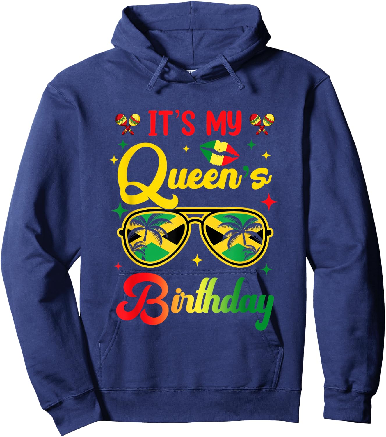 It's My Queen's Birthday Jamaica Birthday Girl Party Hoodie - Hoodie | Navy