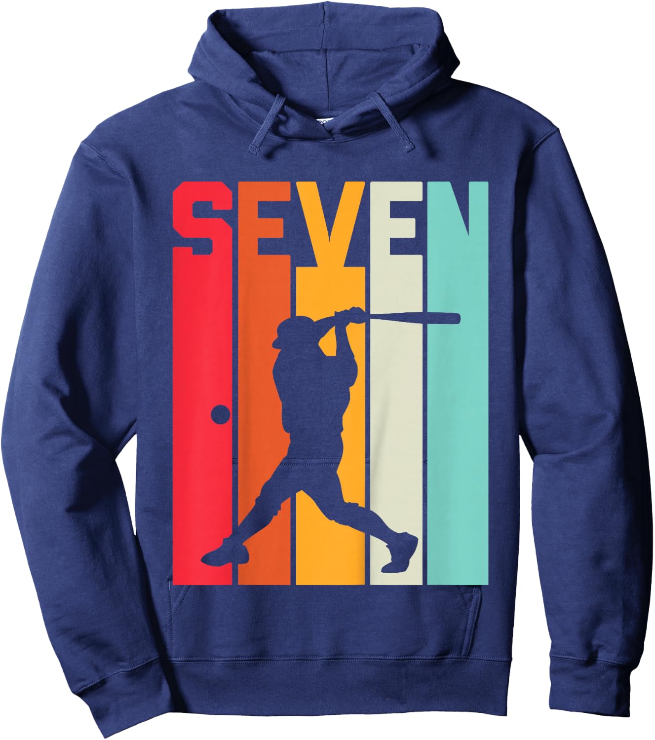 7th Birthday Retro Baseball 7 Years Old Boy Girl Hoodie - Hoodie | Navy