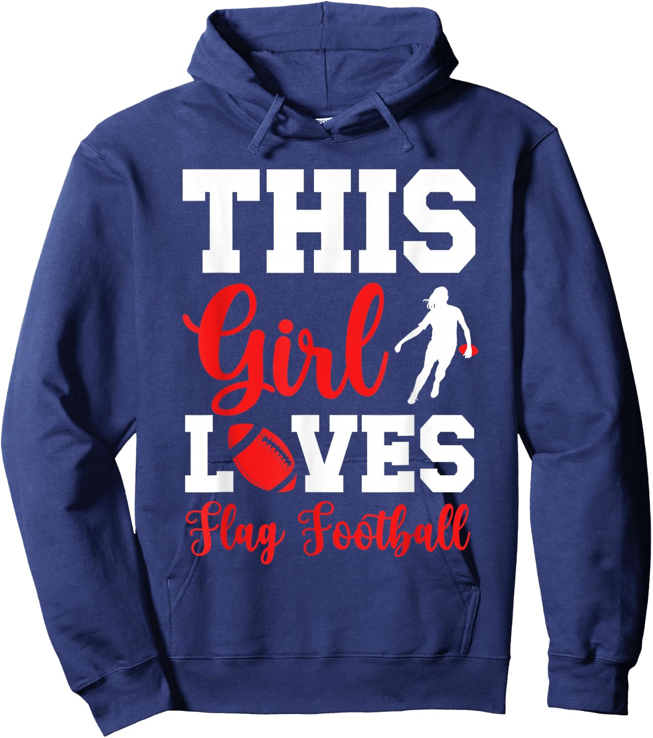 This Girl Loves Flag Football Girl Flag Football Player Hoodie - Hoodie | Navy
