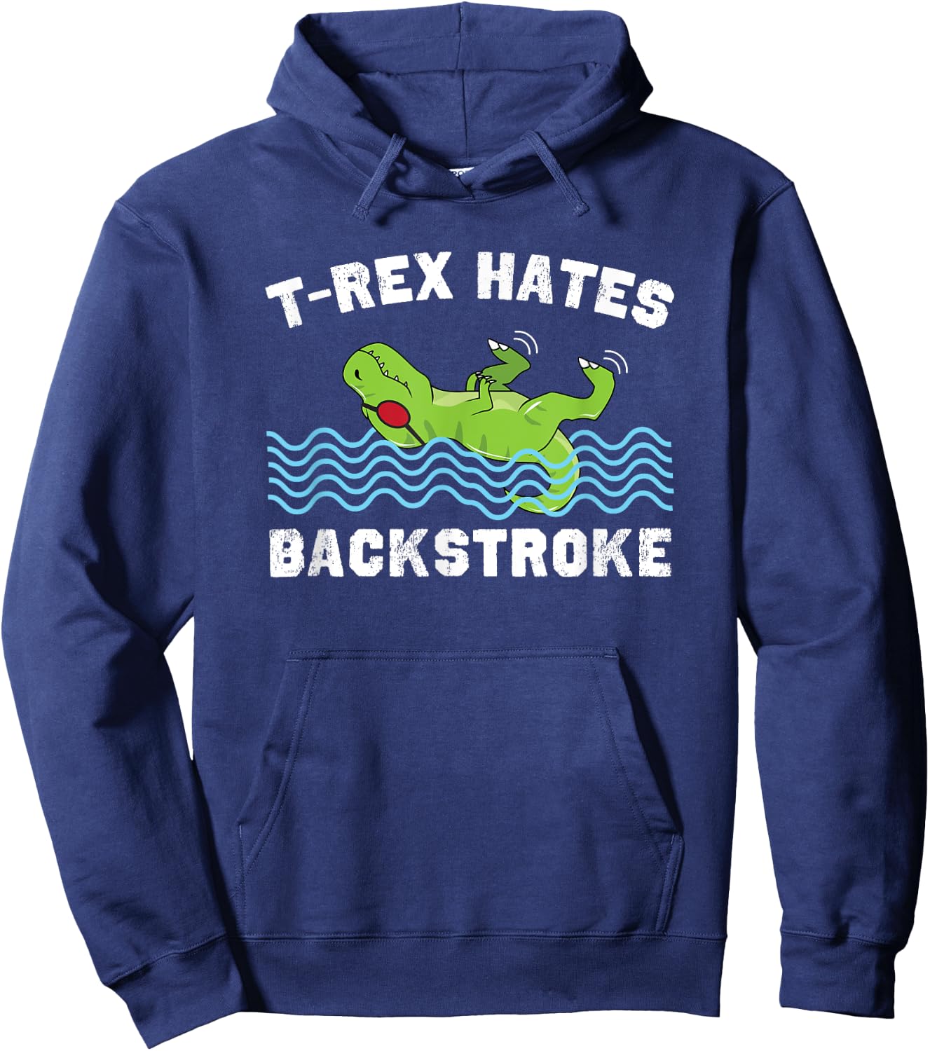 T-Rex Hates Backstroke Funny Beach Swimming Women Girls Kids Hoodie - Hoodie | Navy