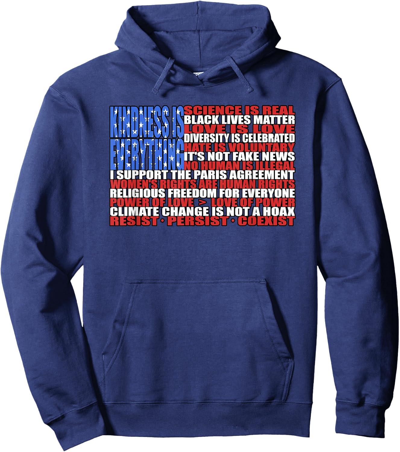 Political Protest American Flag - Equality, Science & Rights Hoodie - Hoodie | Navy