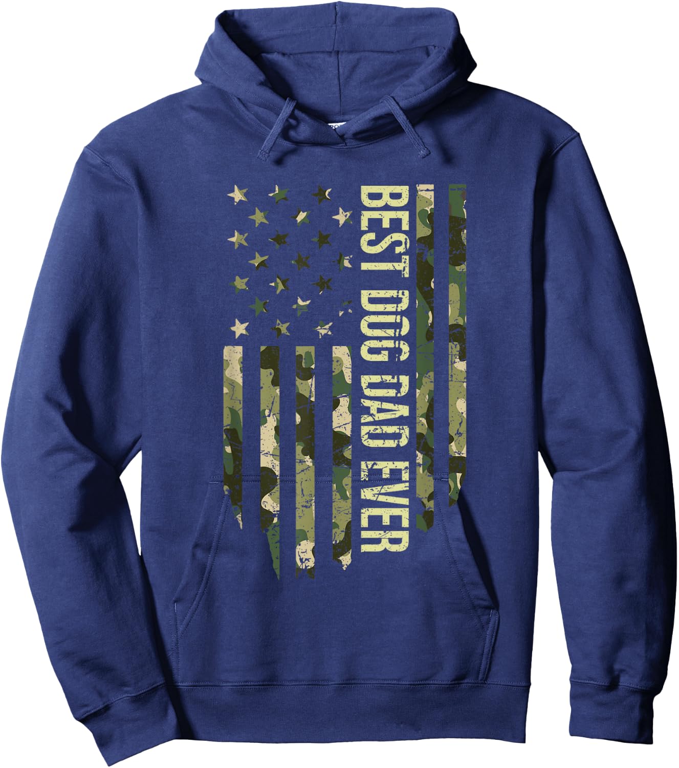 Retro Fathers Day Best Dog Dad Ever Camo American Flag Women Kids Hoodie - Hoodie | Navy