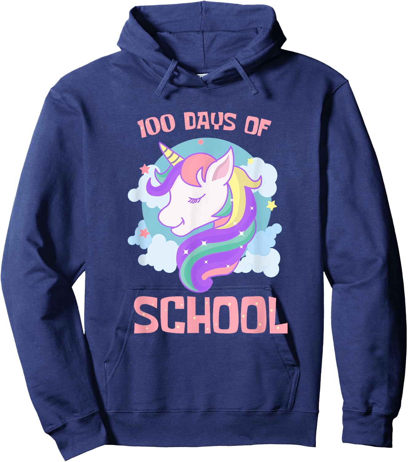 Unicorn 100 Days of School Magical 100th Day Girl Student Hoodie - Hoodie | Navy